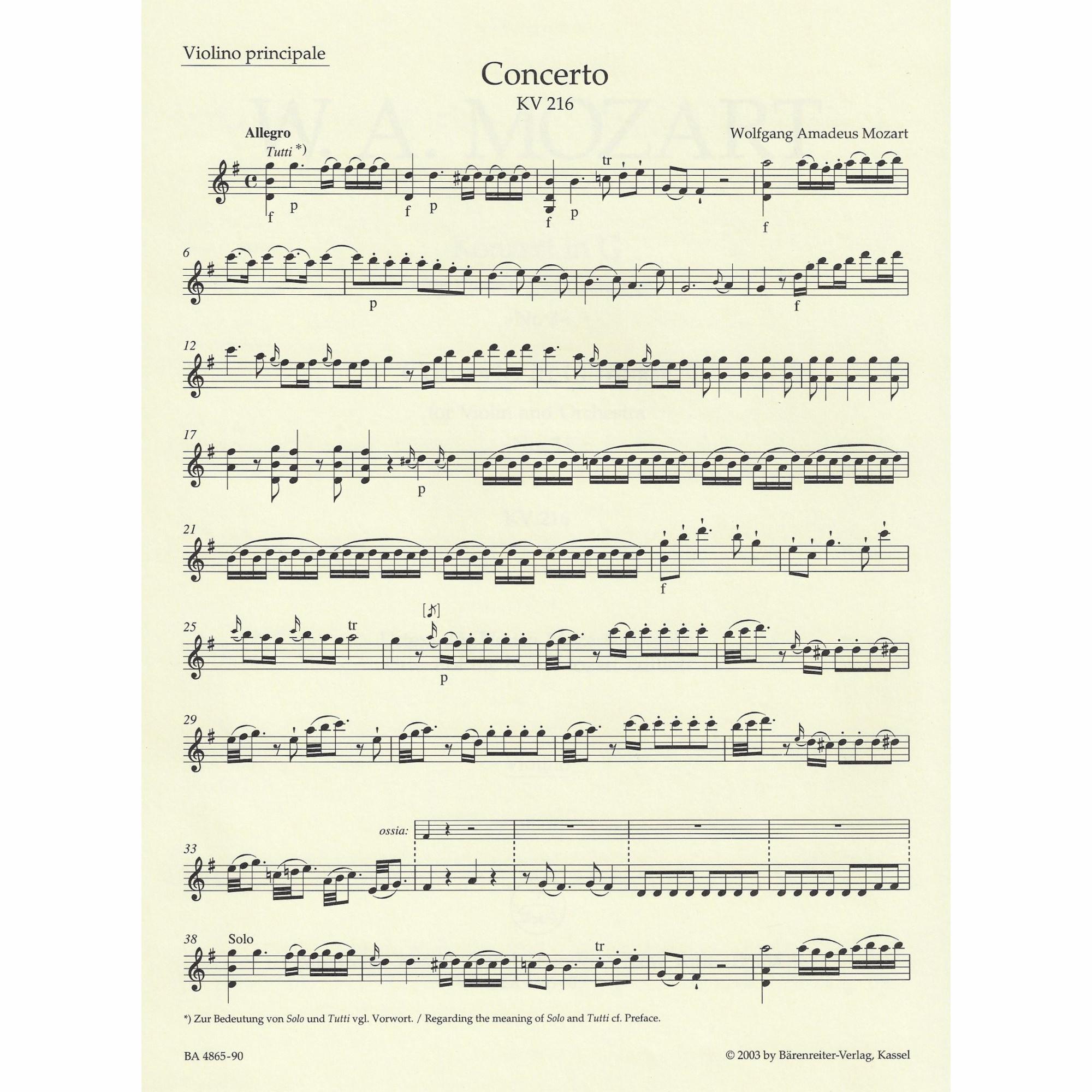 Sample: Urtext Violin Part