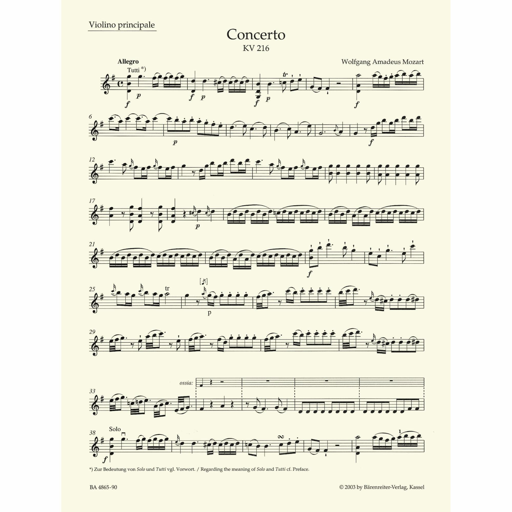 Sample: Marked Violin Part