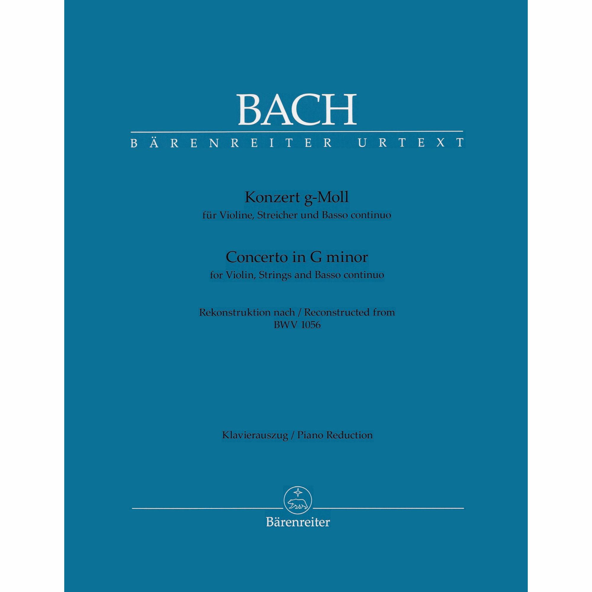 Bach -- Concerto in G Minor, BWV 1056 for Violin and Piano