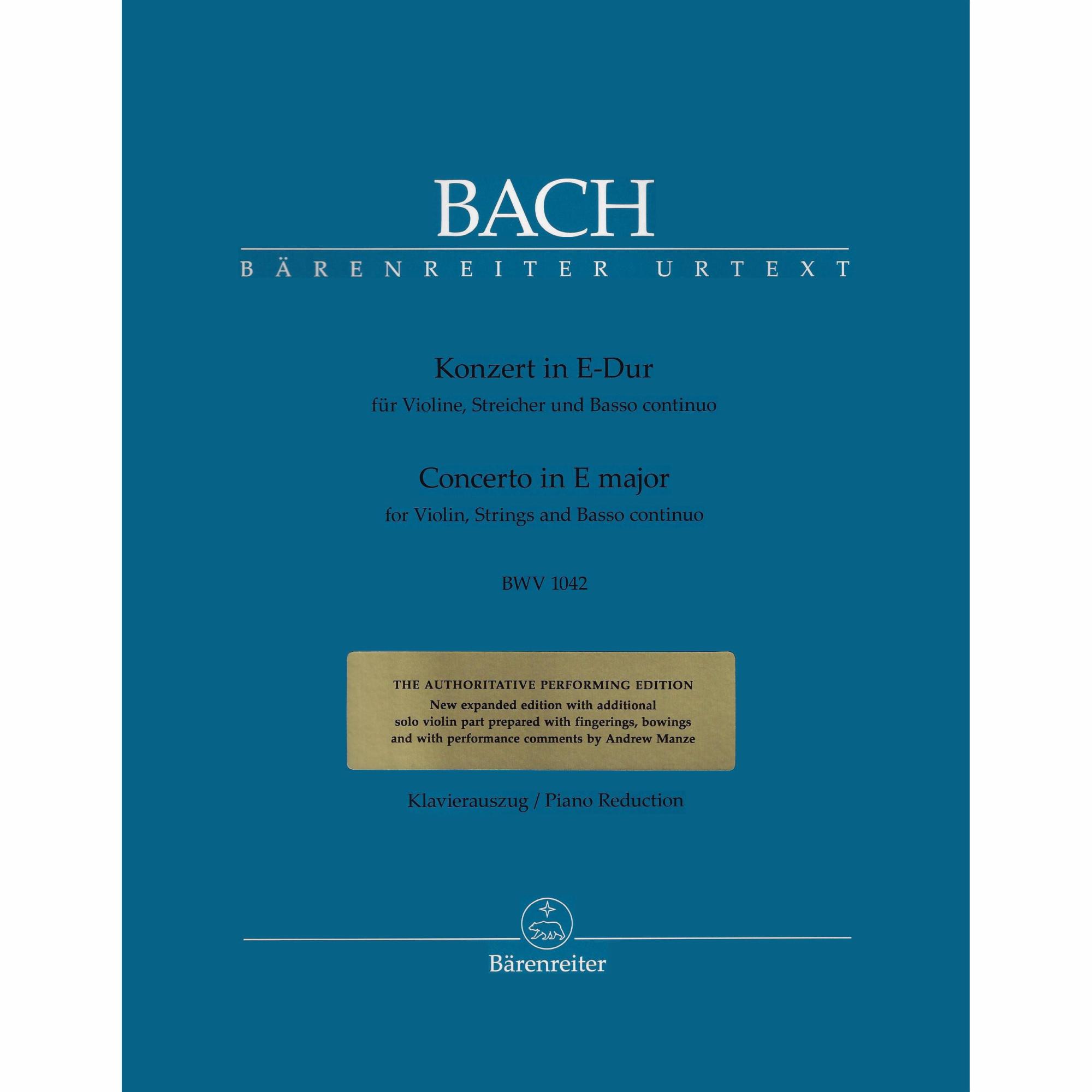 Bach -- Concerto in E Major, BWV 1042 for Violin and Piano