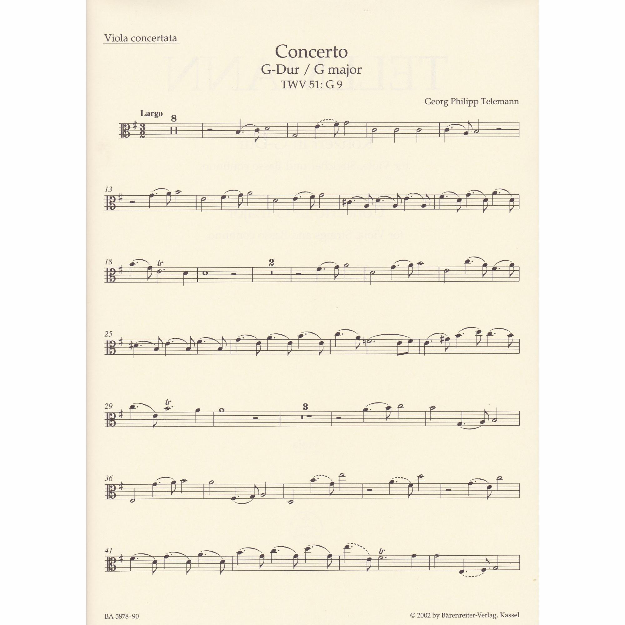 Viola Concerto in G Major