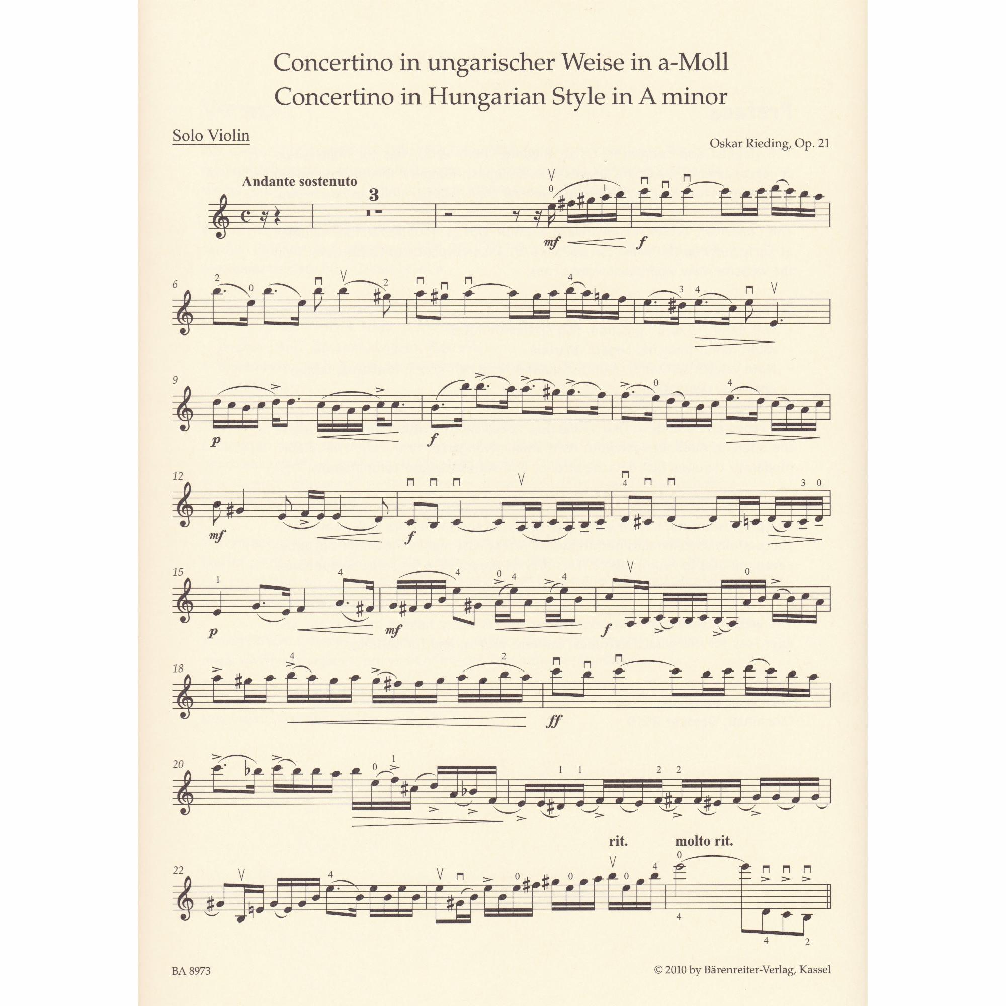 Violin Concertino in the Hungarian Style, Op. 21