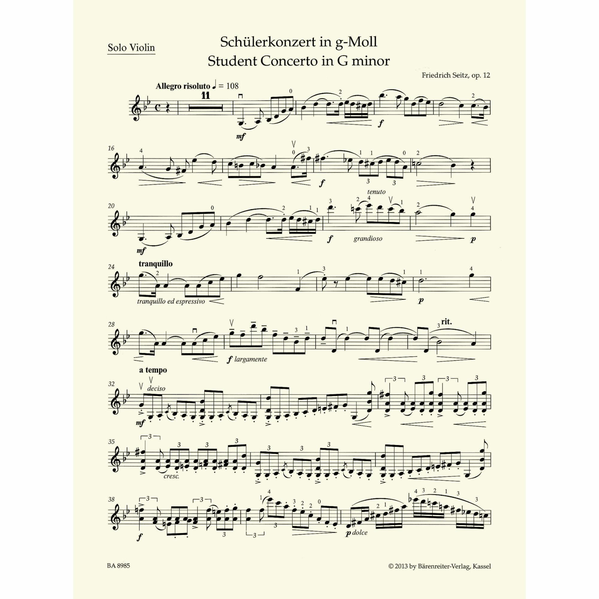 Student's Violin Concerto No. 3 in G Minor, Op. 12