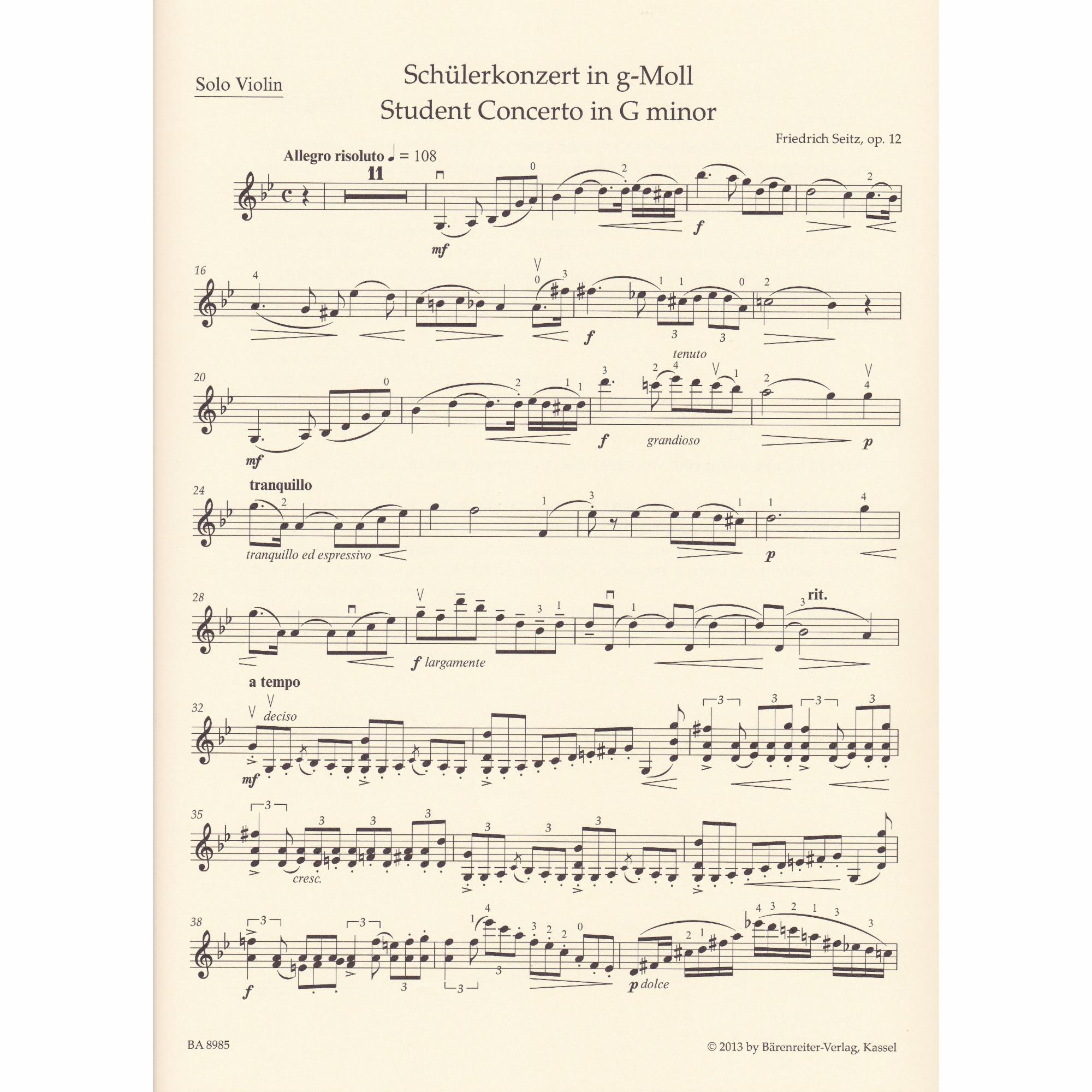 Student's Violin Concerto No. 3 in G Minor, Op. 12