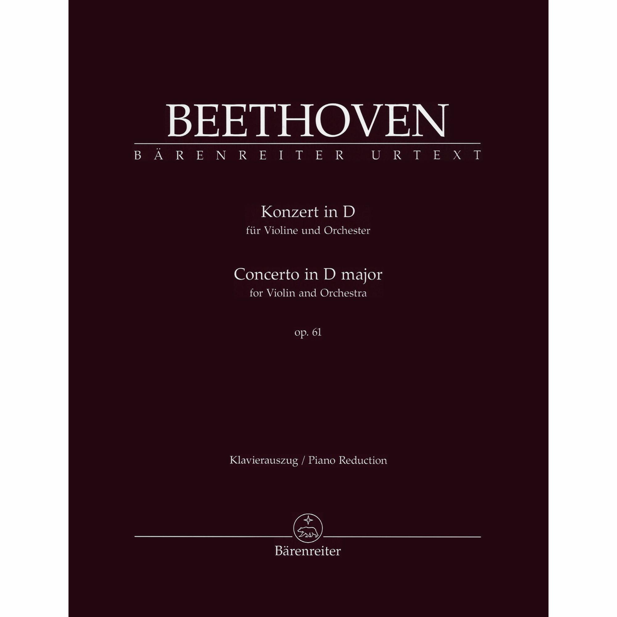 Beethoven -- Concerto in D Major, Op. 61 for Violin and Piano