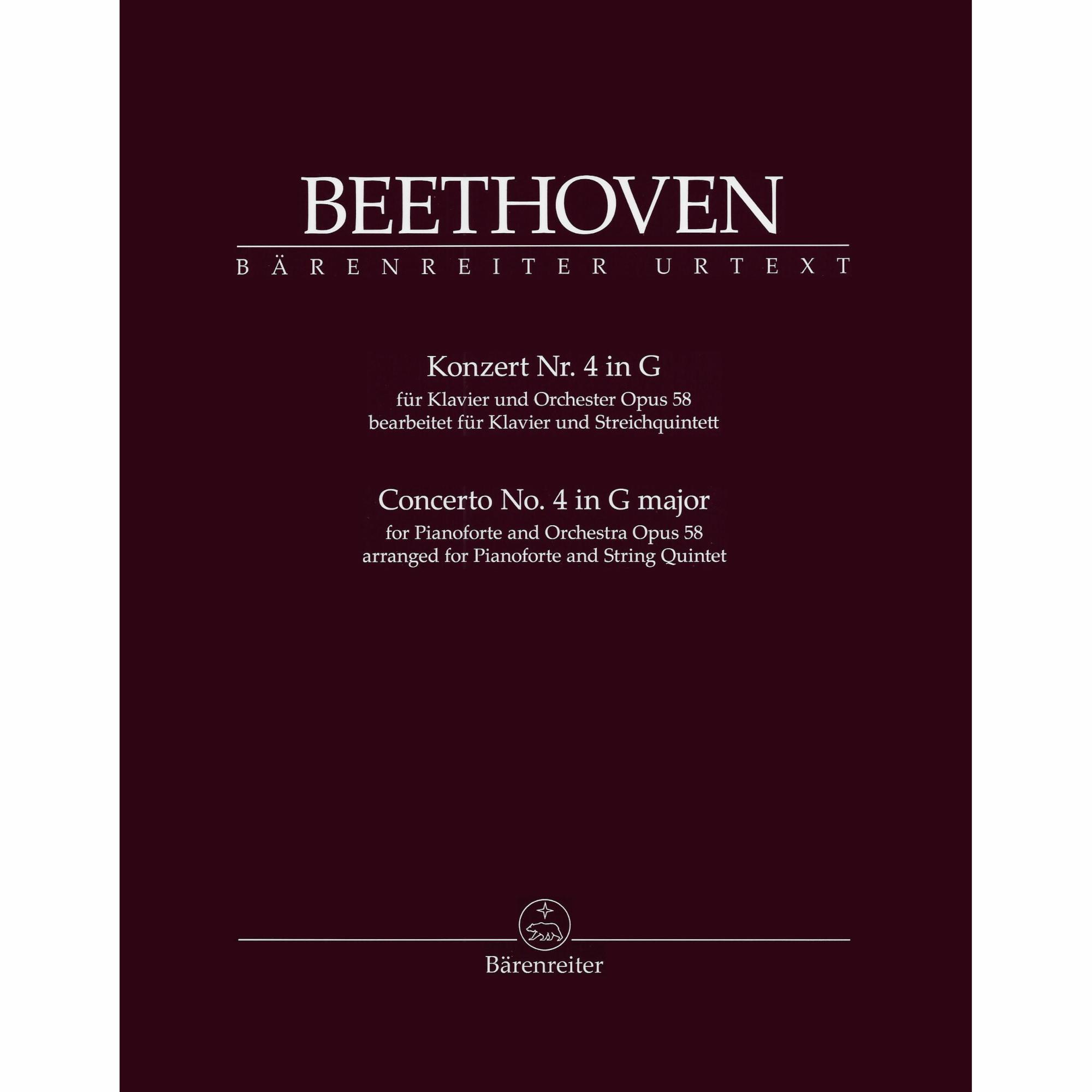 Beethoven -- Piano Concerto No. 4 in G Major, Op. 58 for Piano and String Quintet