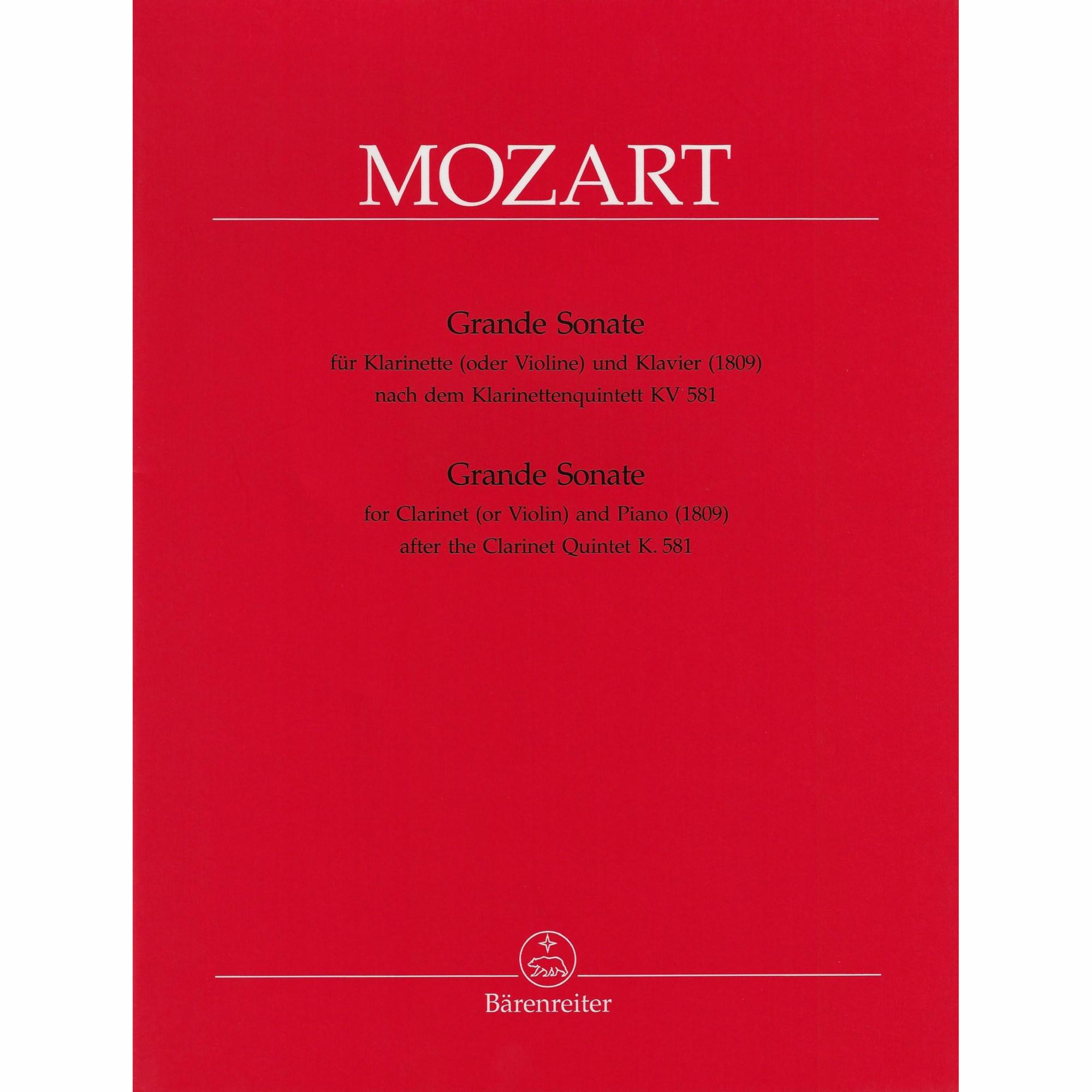 Mozart -- Grande Sonata, after the Clarinet Quintet, K. 581 for Violin and Piano