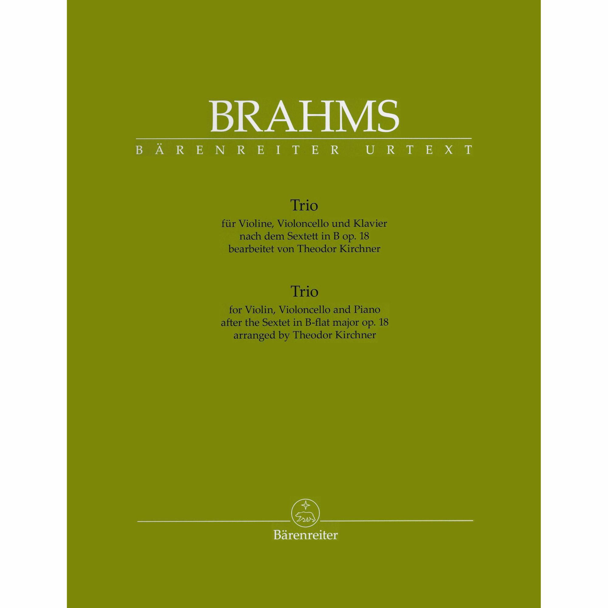 Brahms -- Piano Trio (after the String Sextet, Op. 18)