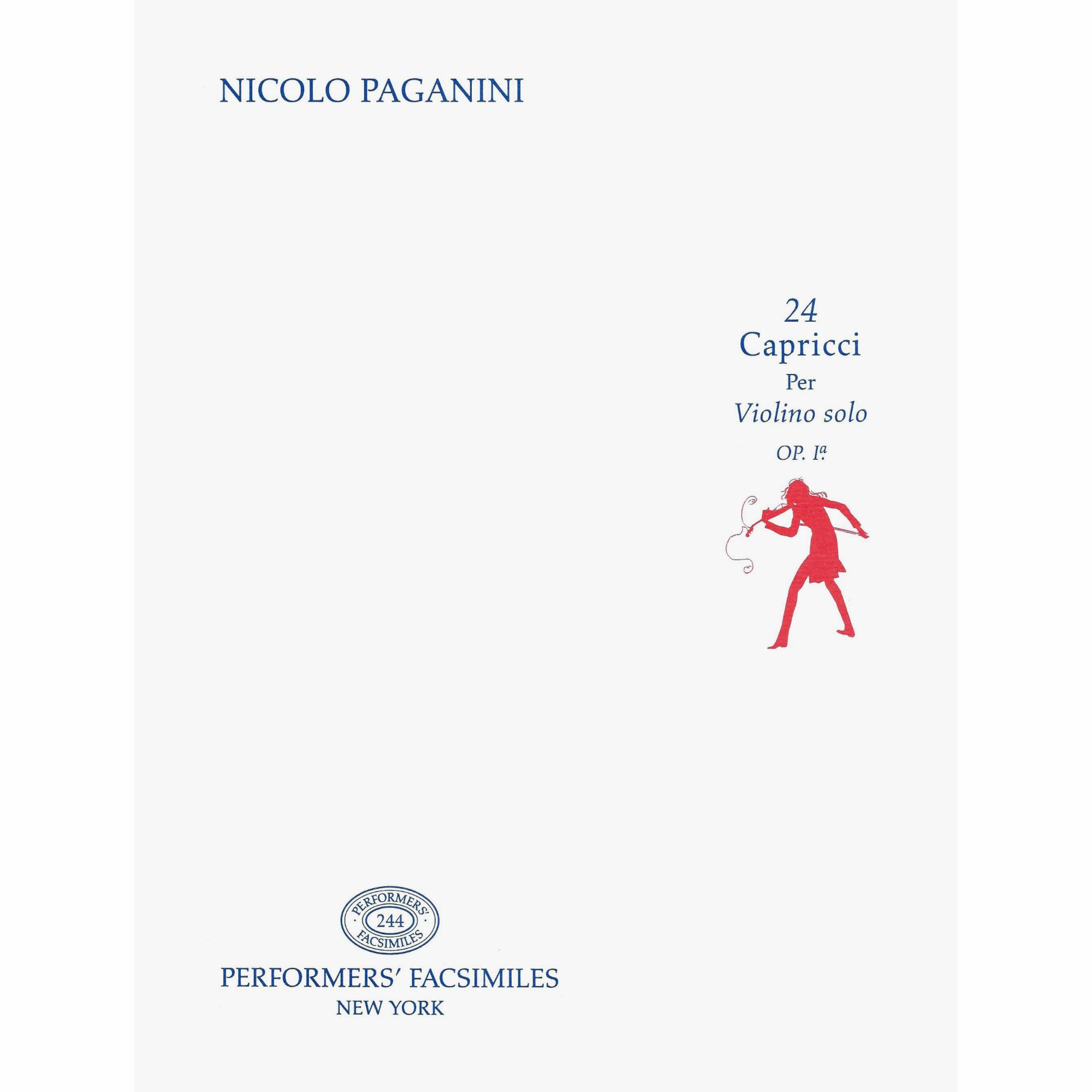Paganini -- 24 Caprices, Op. 1 for Solo Violin (Facsimile)