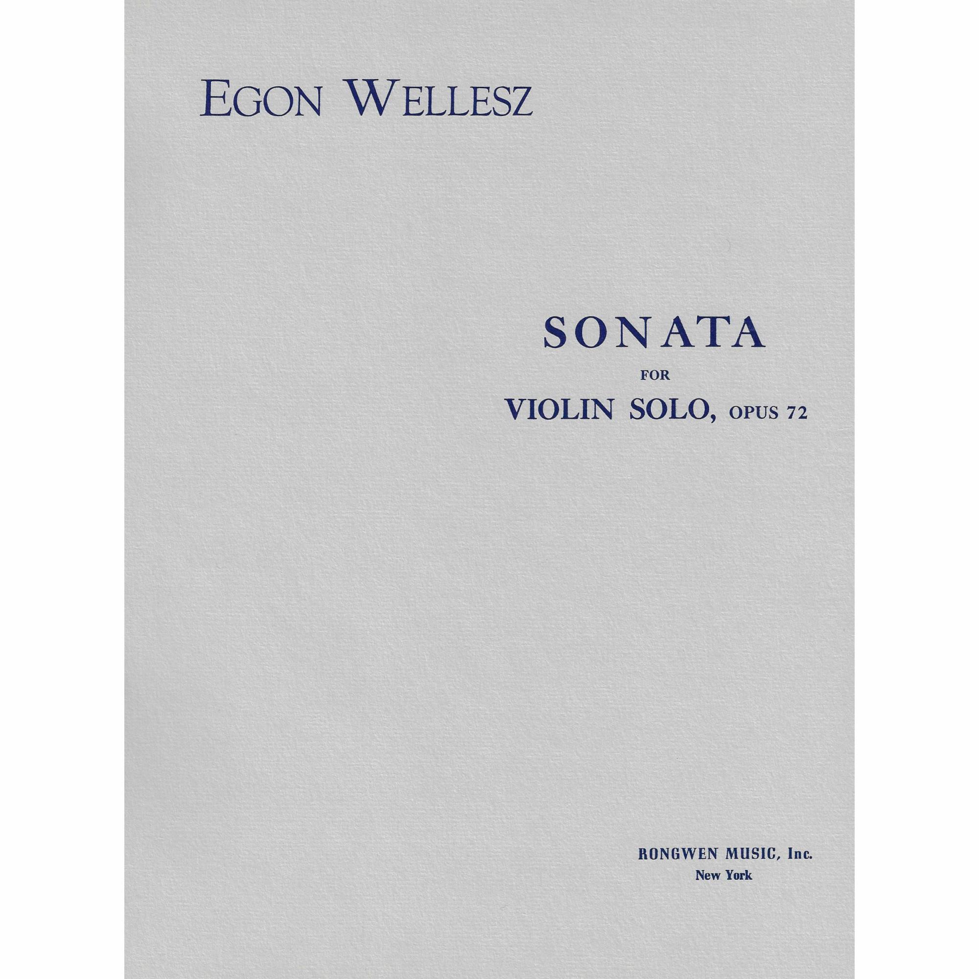 Wellesz -- Sonata, Op. 72 for Solo Violin
