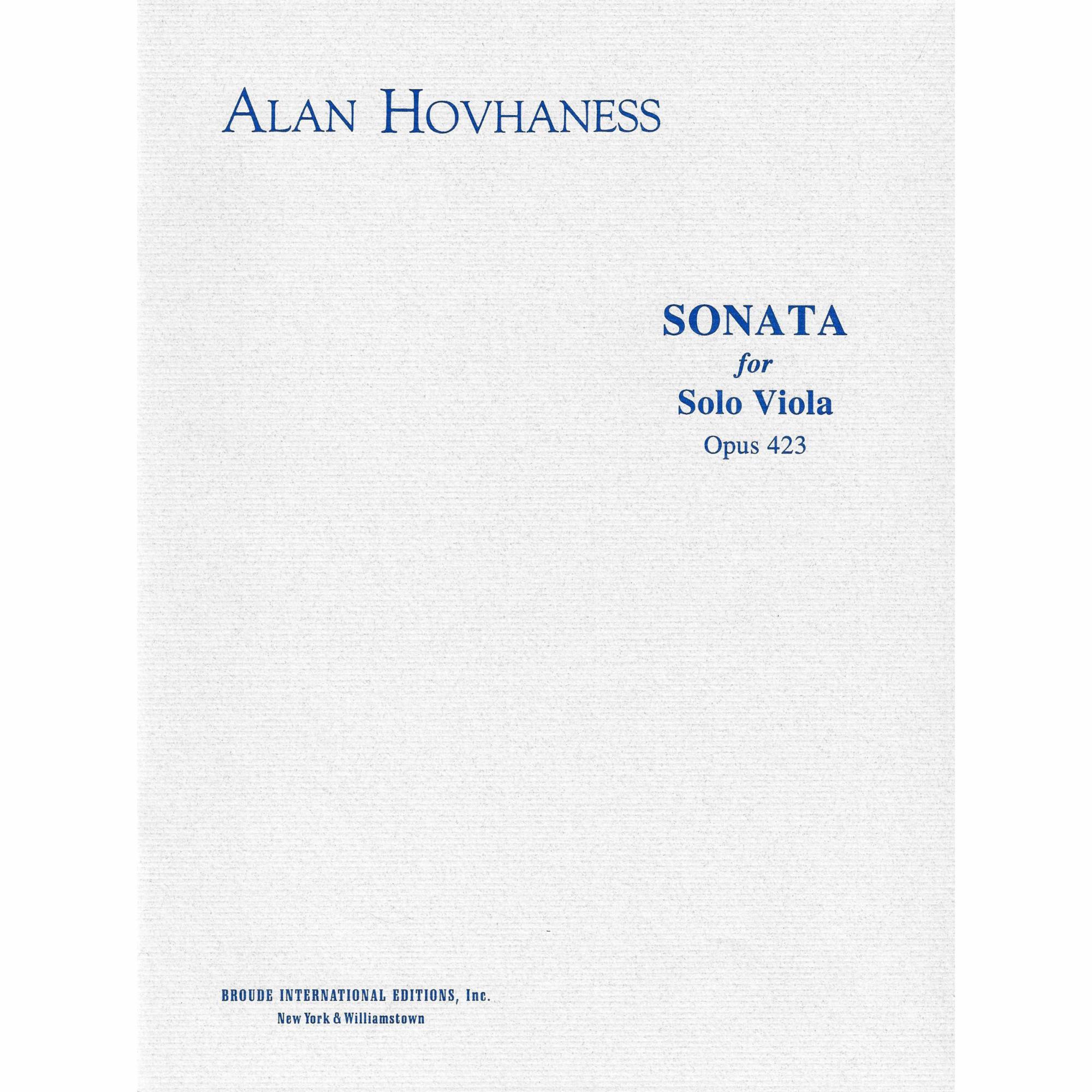 Hovhaness -- Sonata, Op. 423 for Solo Viola