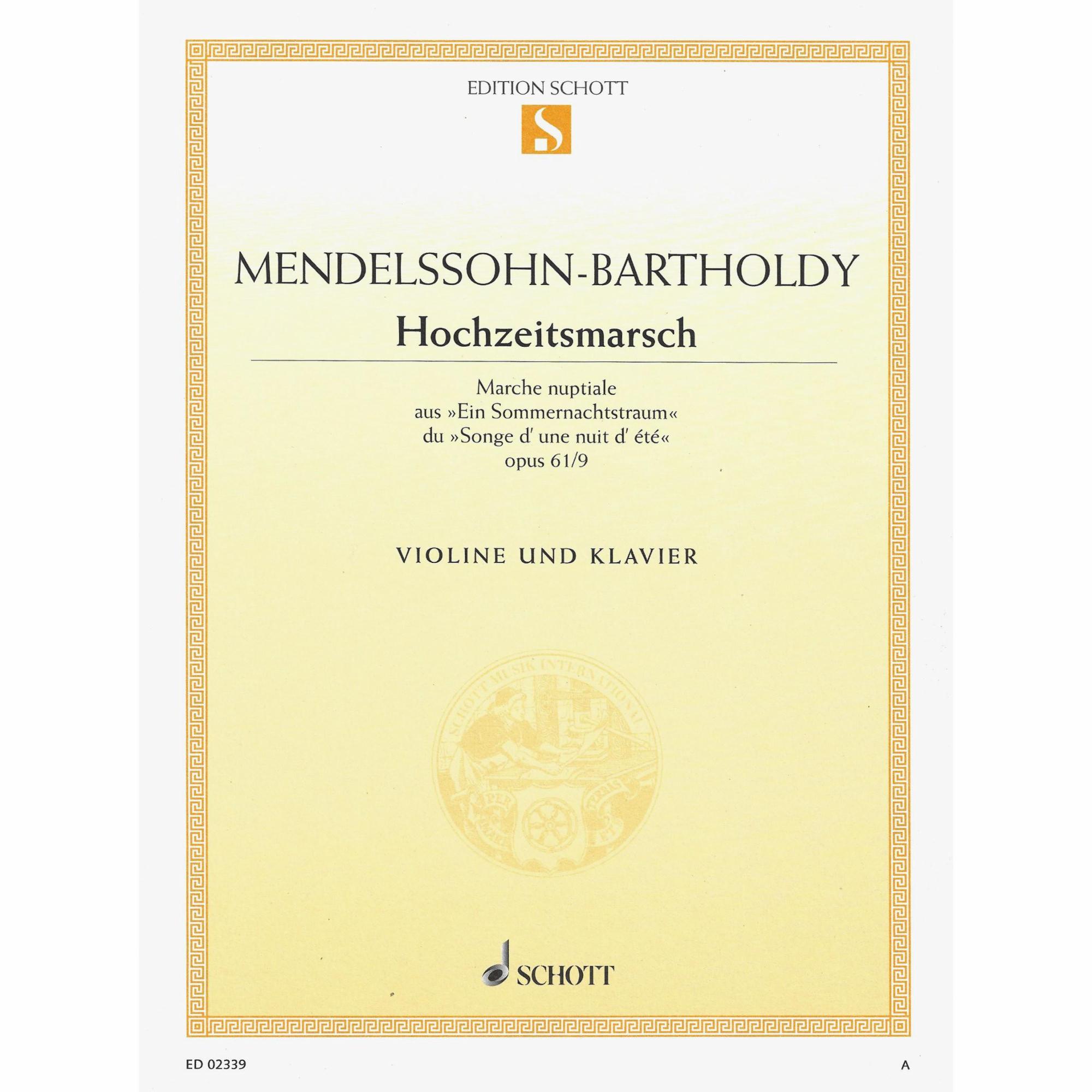 Mendelssohn -- Wedding March for Violin, Viola, or Cello and Piano