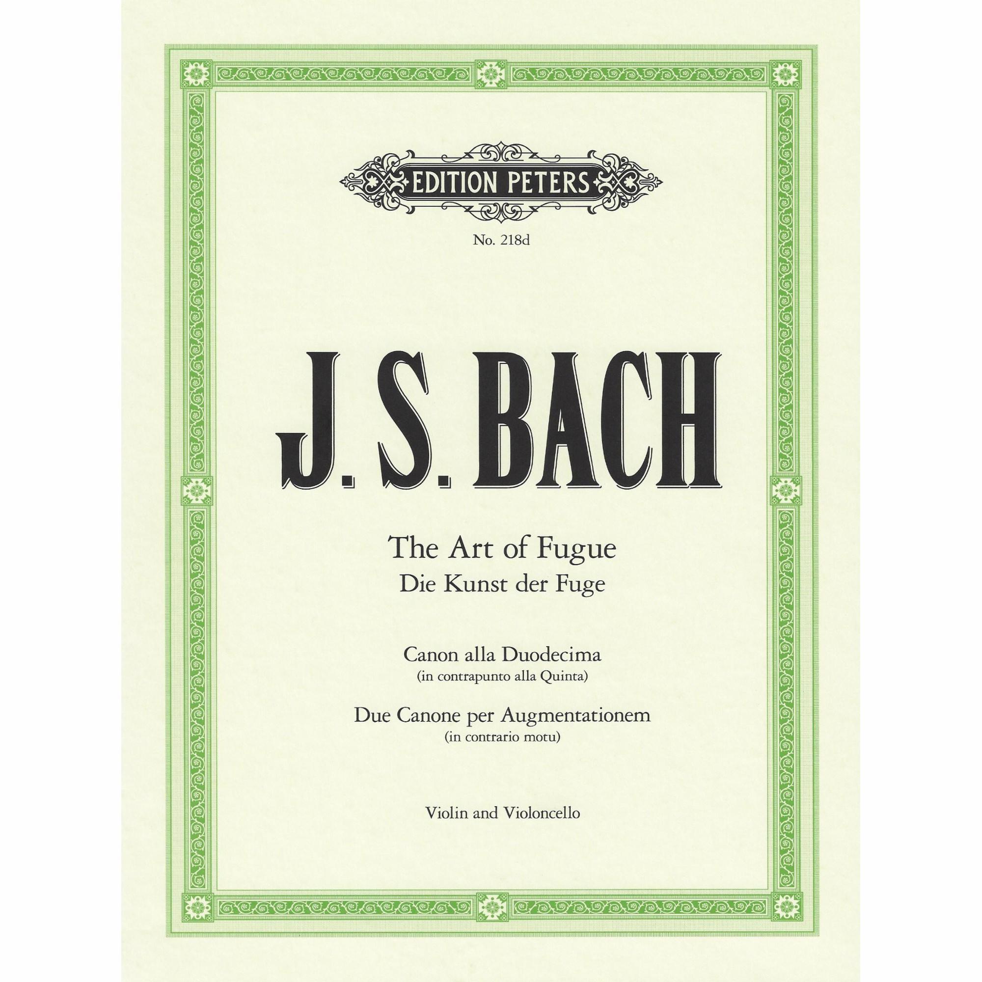 Bach -- Three Canons, from The Art of Fugue for Violin and Cello