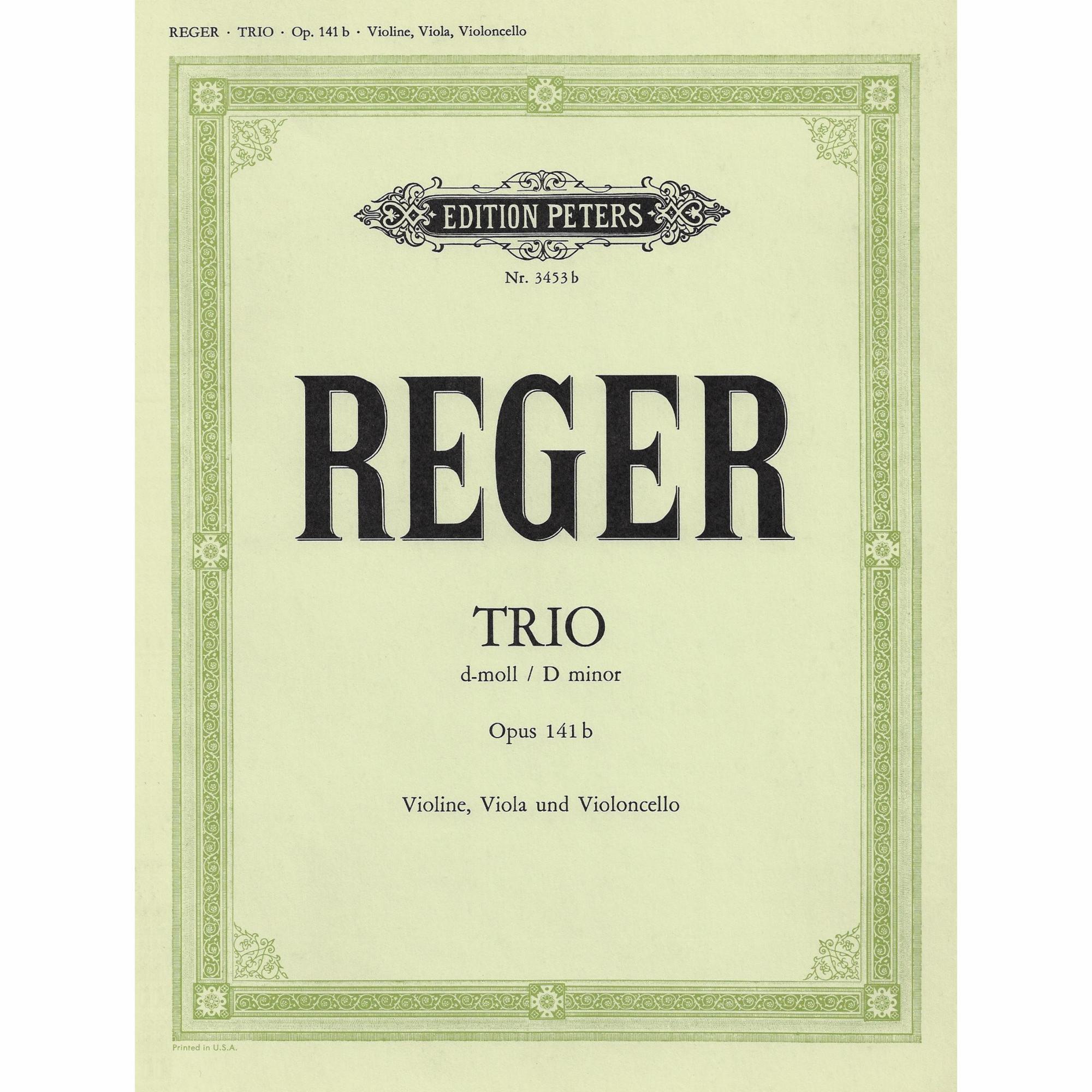 Reger -- Trio in D Minor, Op. 141b for Violin, Viola, and Cello