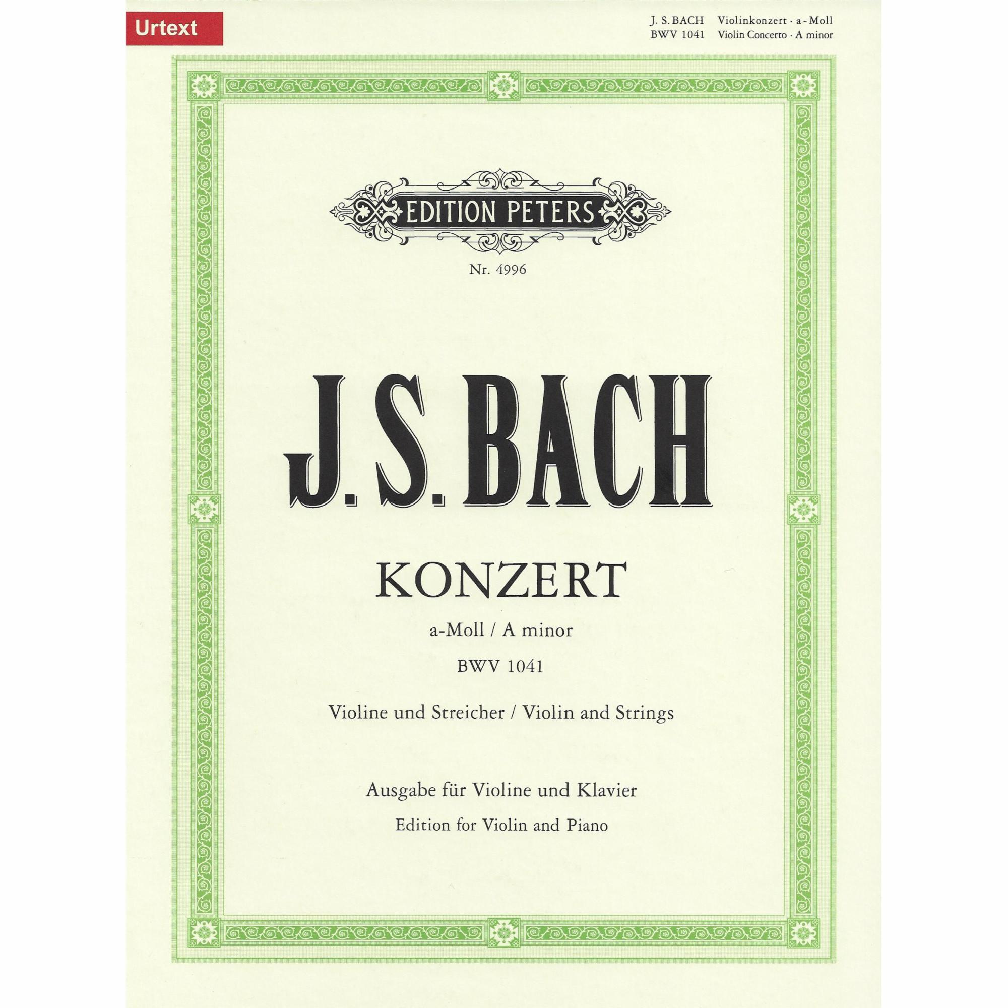Bach -- Concerto in A Minor, BWV 1041 for Violin and Piano