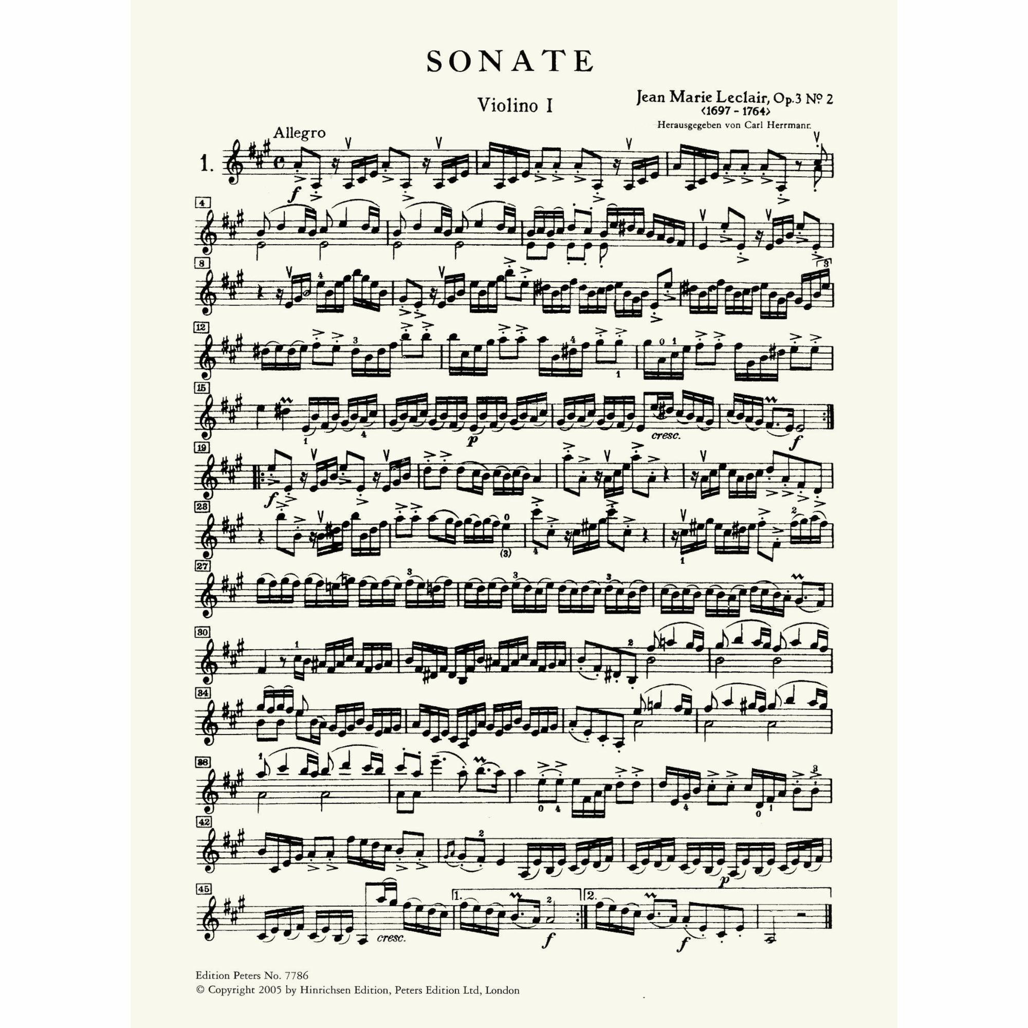 Sample: Violin I (Pg. 1)