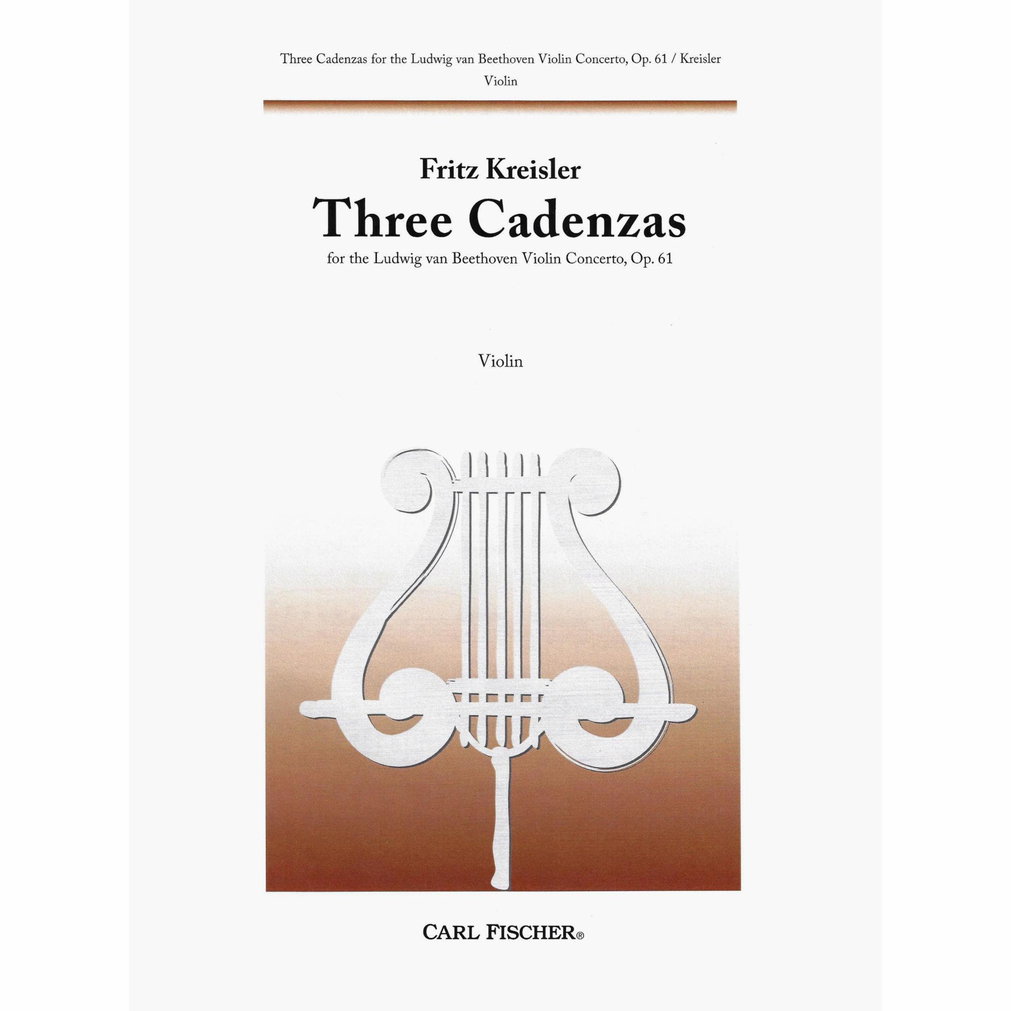 Kreisler -- Three Cadenzas for Beethoven's Violin Concerto