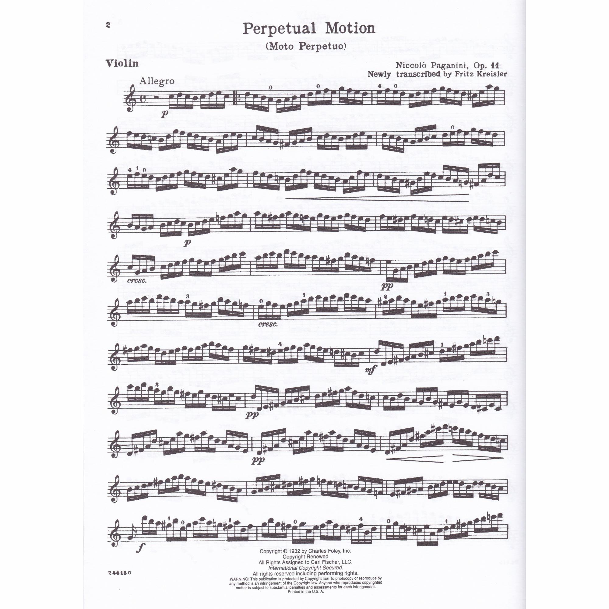 Moto Perpetuo for Violin and Piano, Op. 11