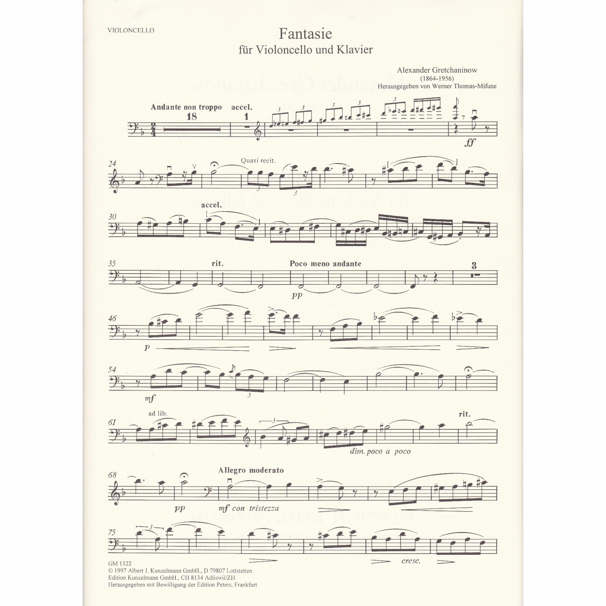 Fantasia for Cello and Piano