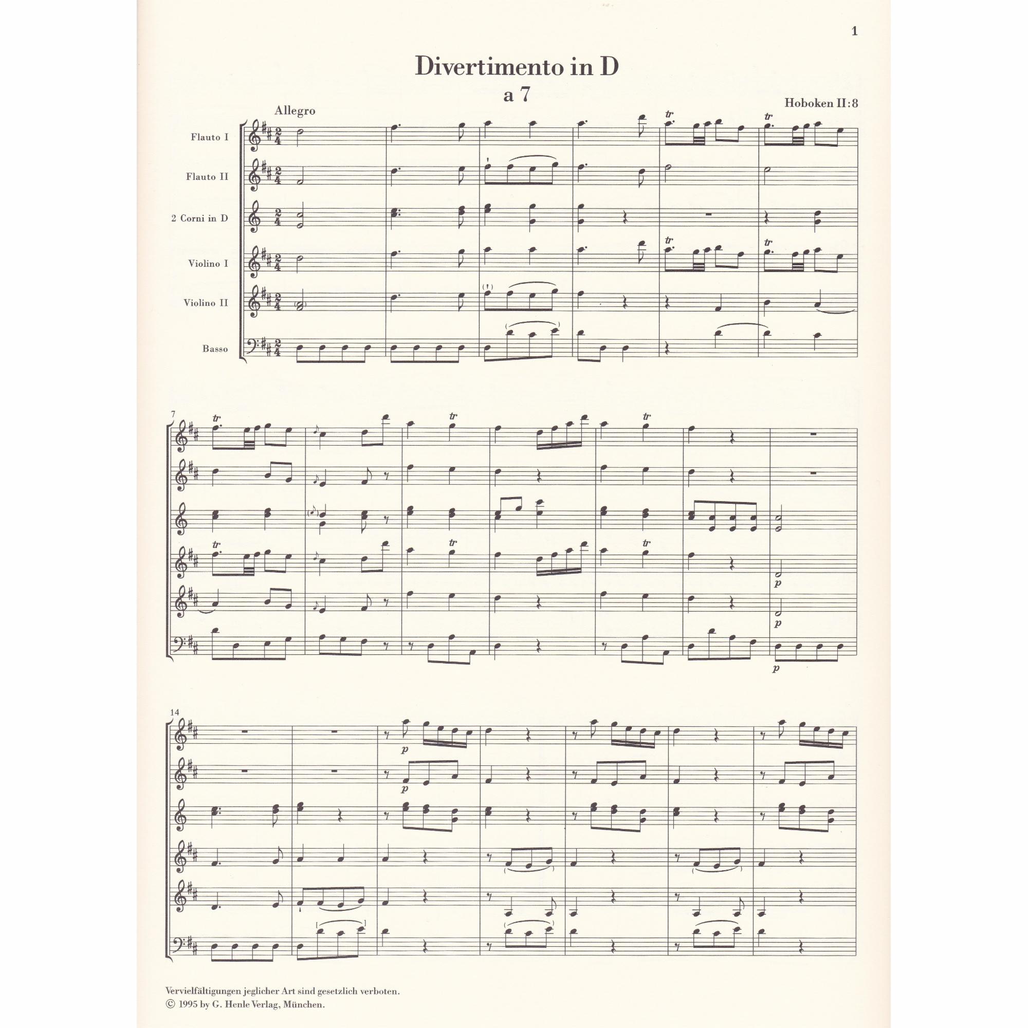 Divertimento in D Major for Chamber Ensemble