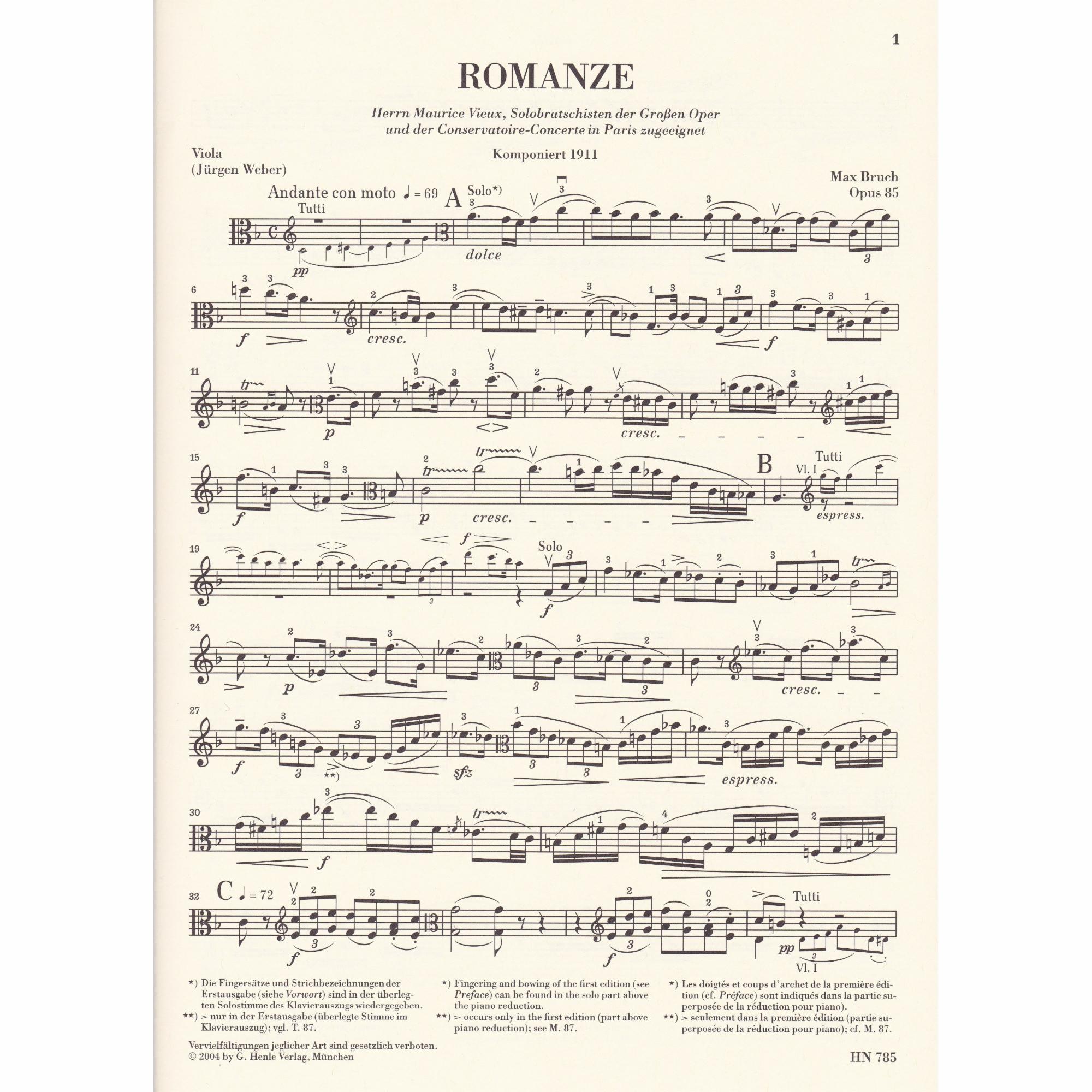 Romance in F Major for Viola and Piano, Op. 85