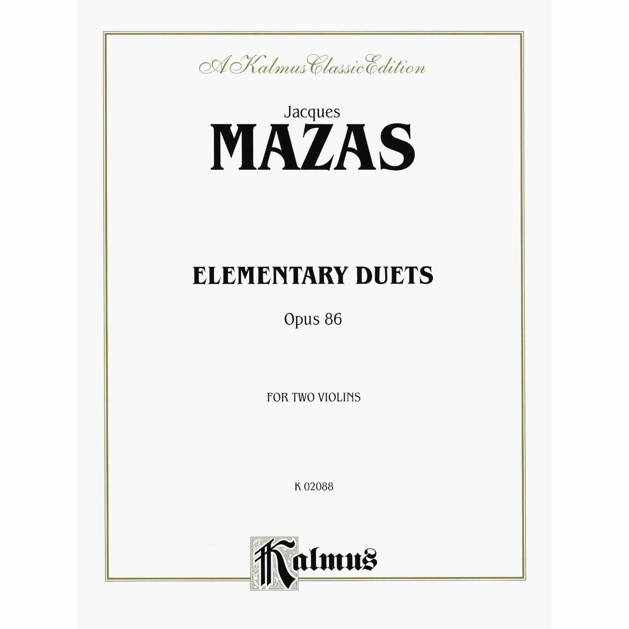 Mazas -- Elementary Duets, Op. 86 for Two Violins