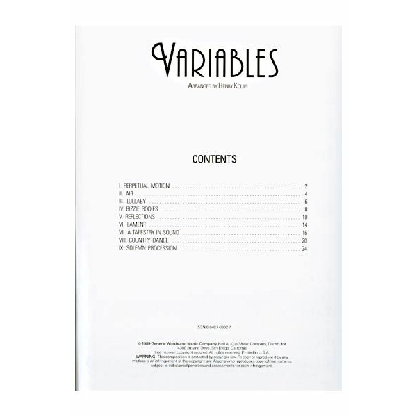 Table Of Contents