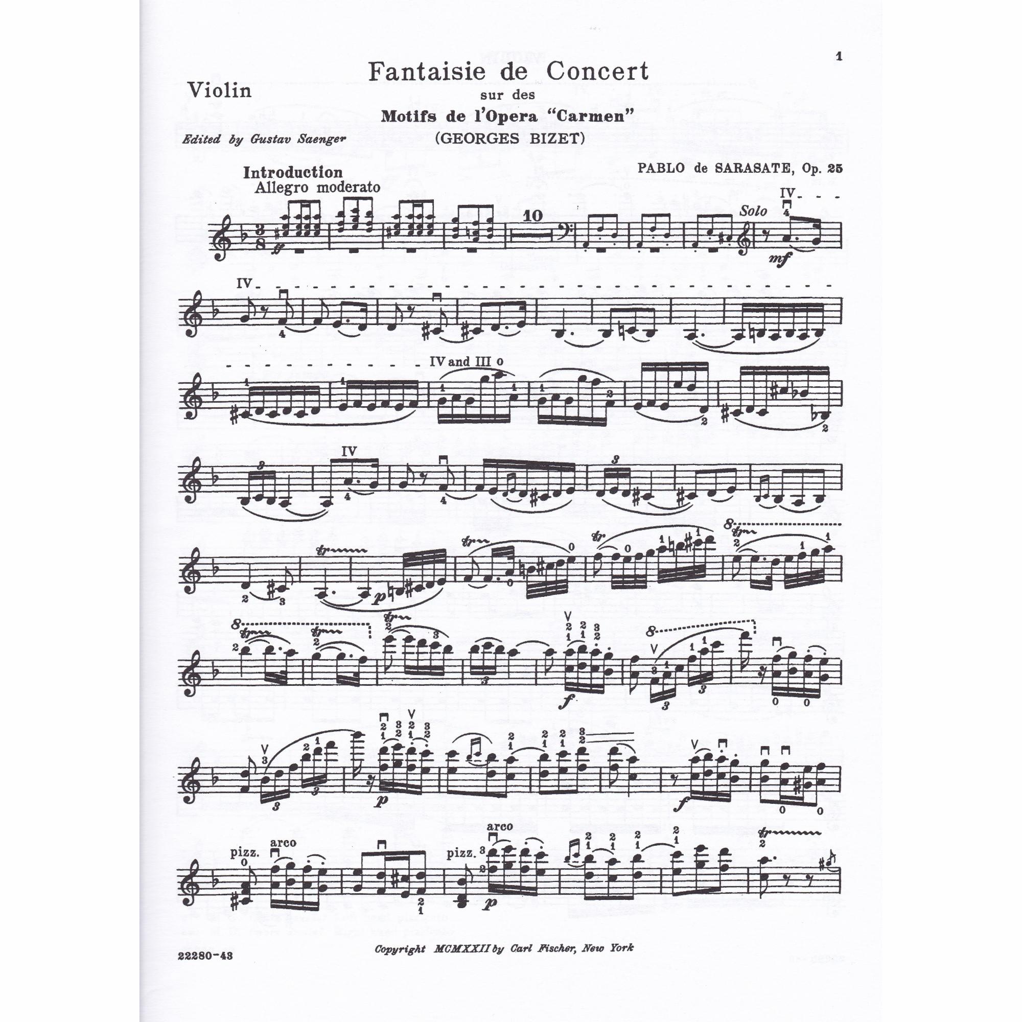 Carmen Fantasy for Violin and Piano, Op. 25