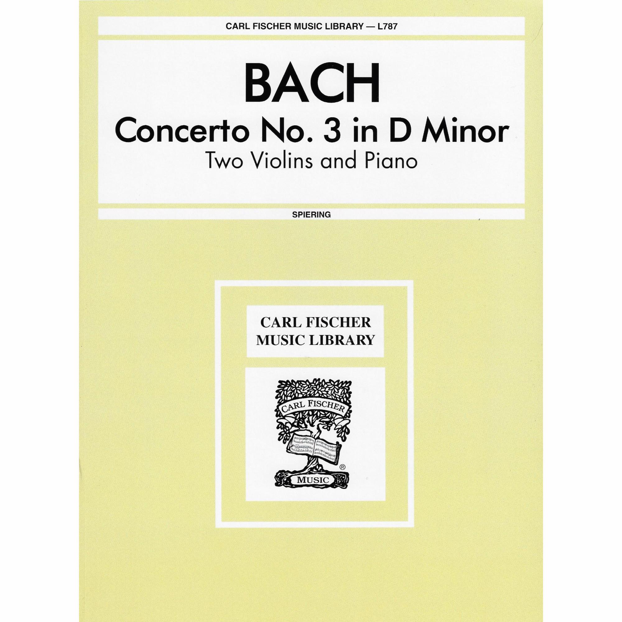 Bach -- Concerto No. 3 in D Minor for Two Violins and Piano