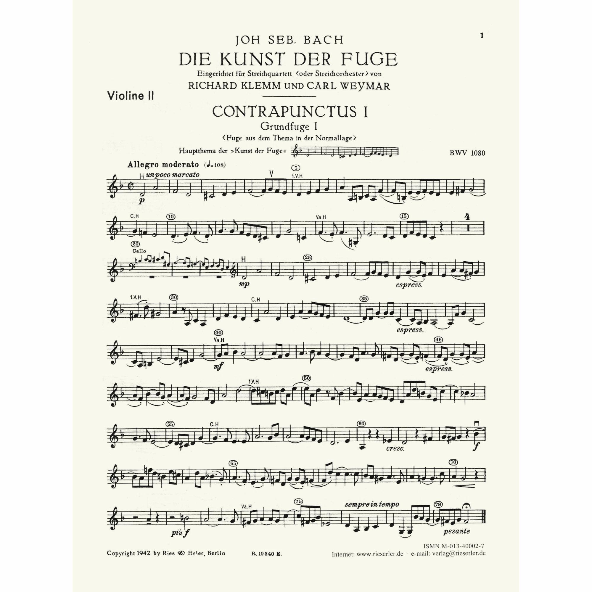 Sample: Violin II (Pg. 1)