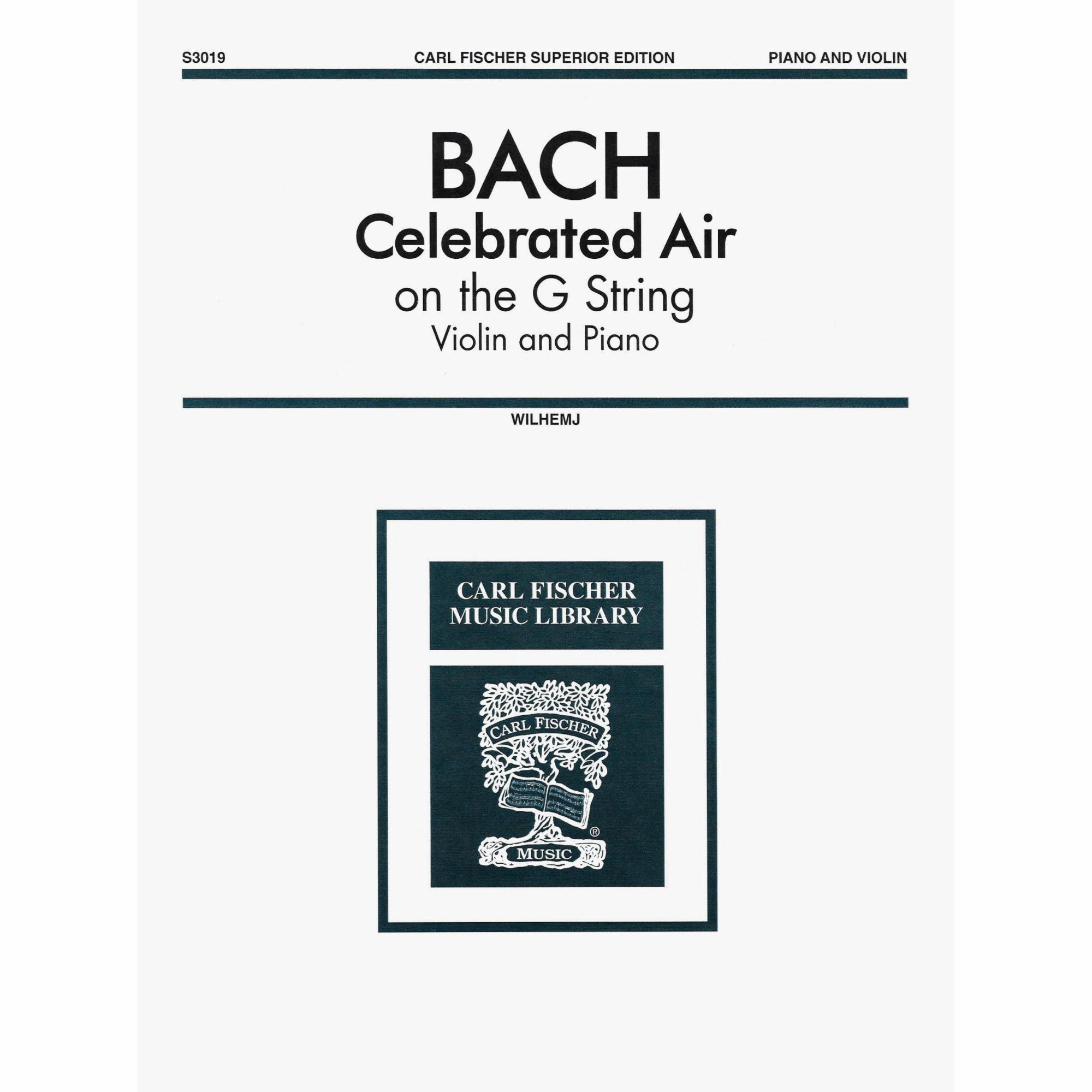 Bach -- Celebrated Air on the G String for Violin and Piano
