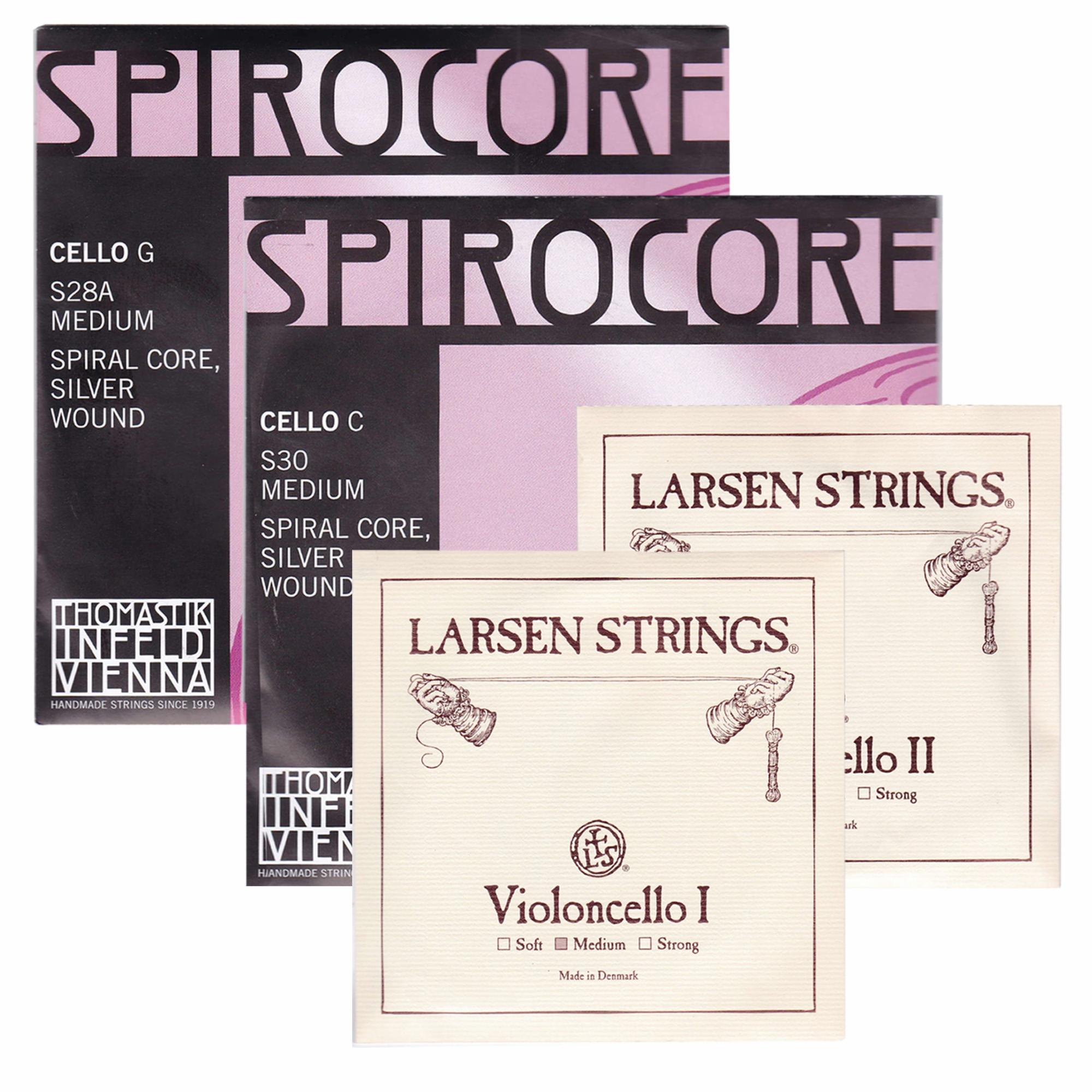Custom Sets Larsen/Spirocore, Silver Cello Strings