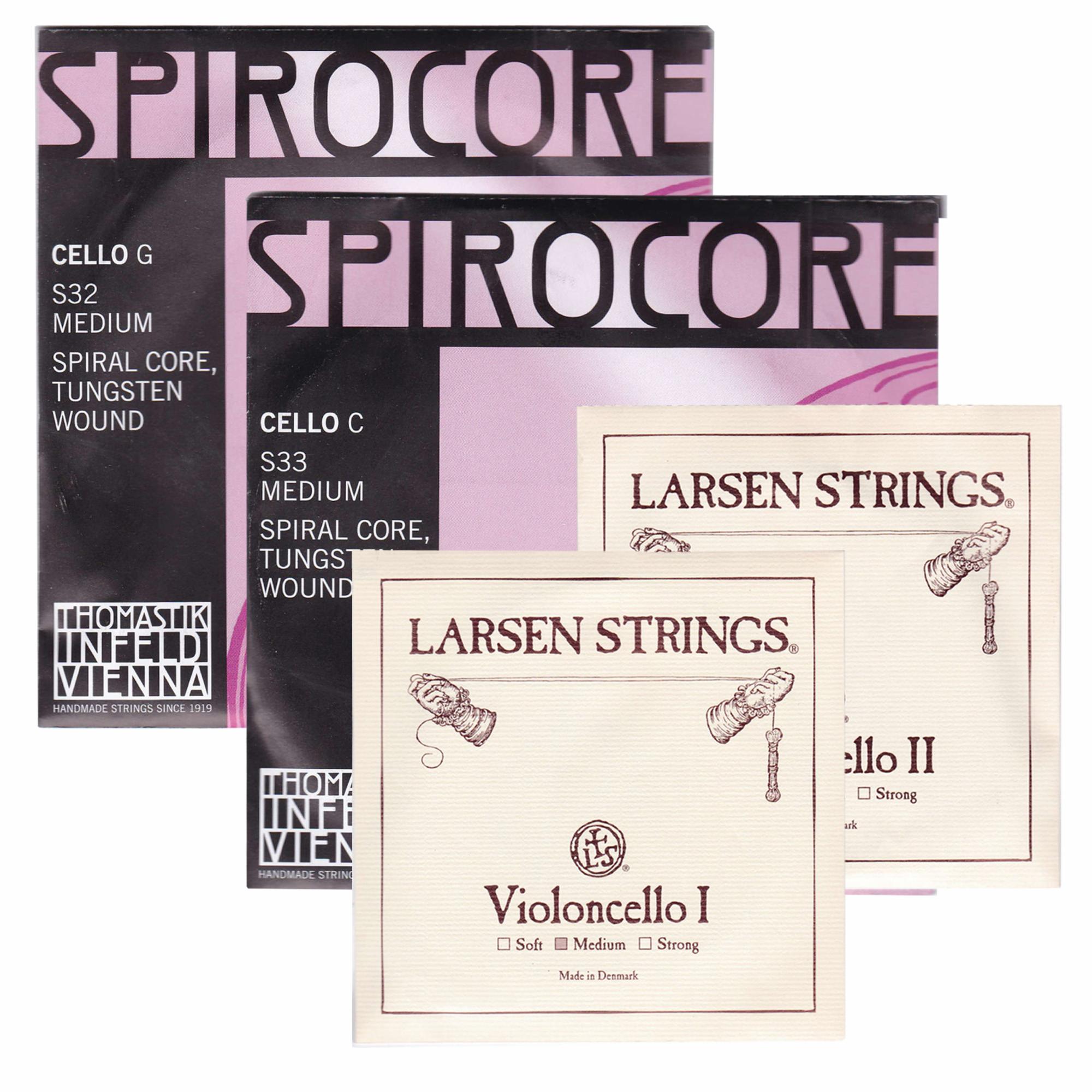 Custom Sets Larsen/Spirocore, Tungsten Cello Strings