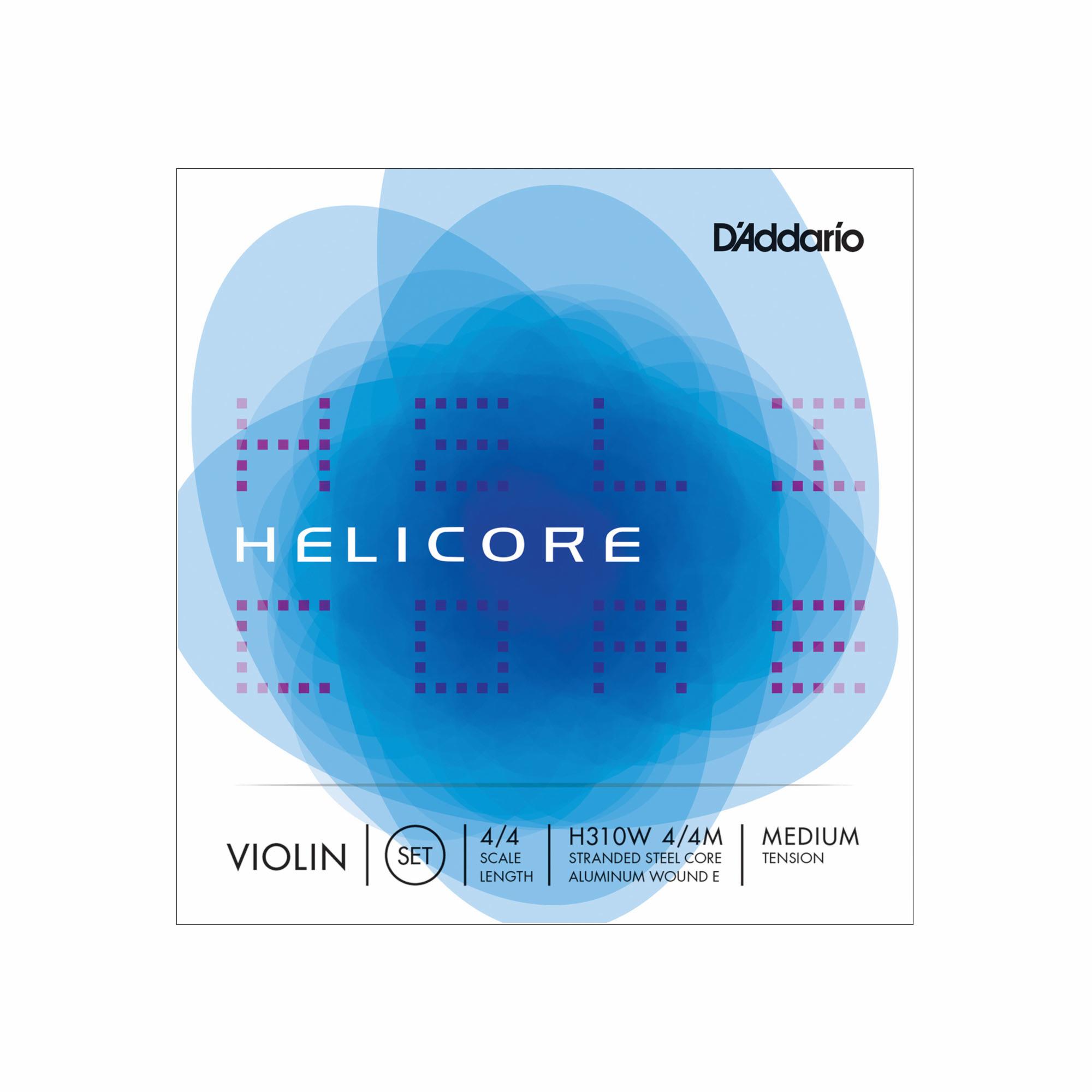 Versatile and Durable Sealed Pouch Prevents Corrosion 1 Set Warm Tone D’Addario H310W Helicore Violin String Set 4/4 Scale Medium Tension with Steel E String Stranded Steel Core for a Clear 