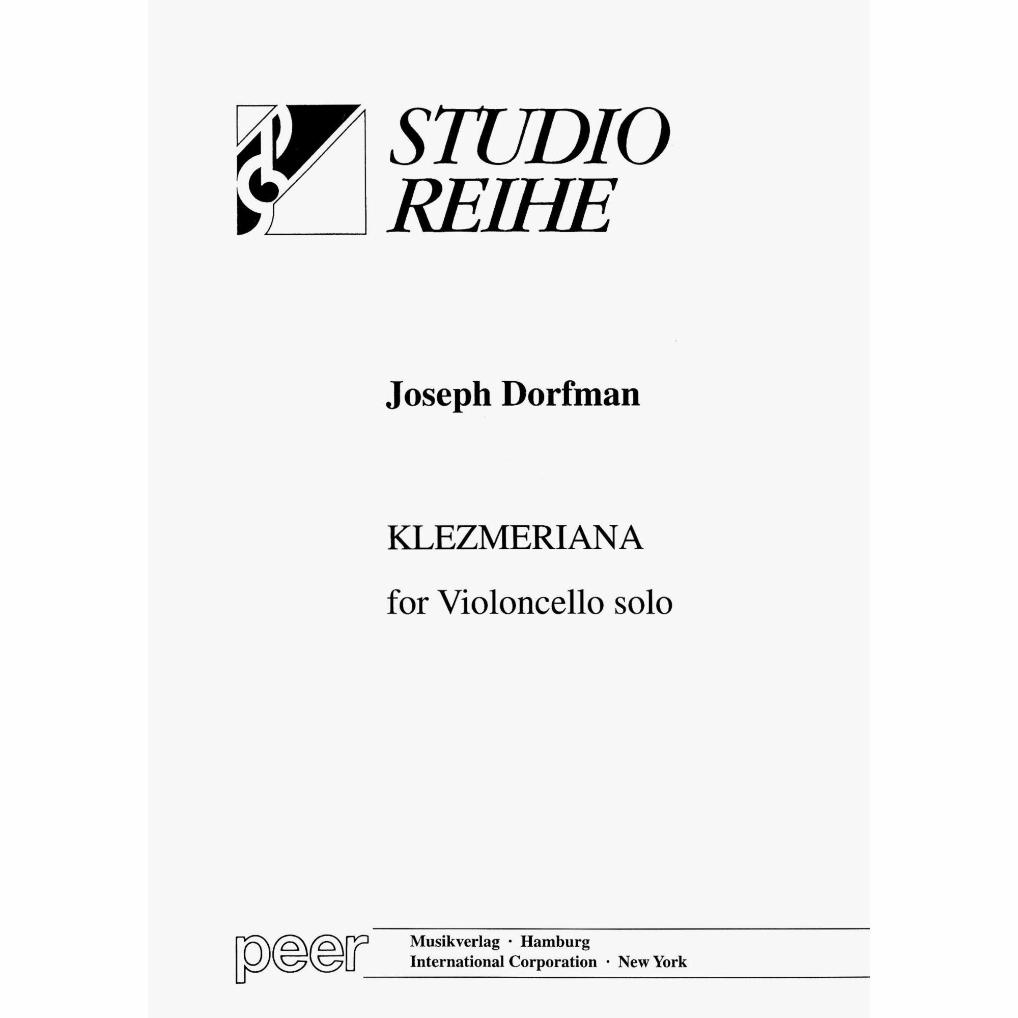 Dorfman -- Klezmeriana for Solo Cello