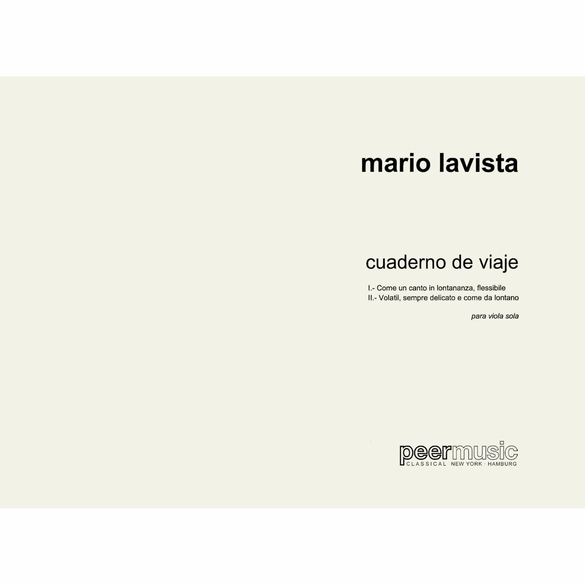 Lavista -- Cuarderno de Viaje for Solo Viola