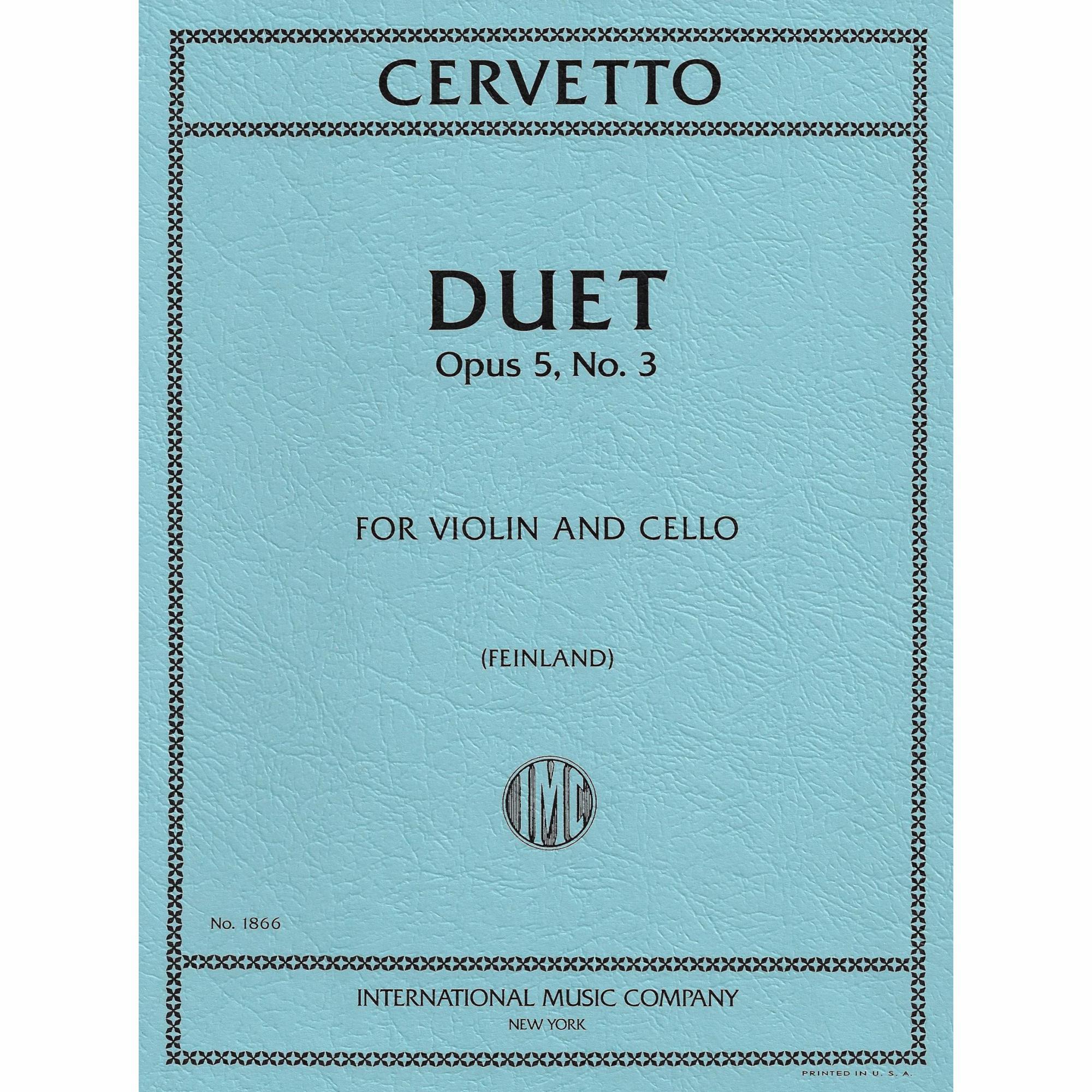 Cervetto -- Duet, Op. 5, No. 3 for Violin and Cello