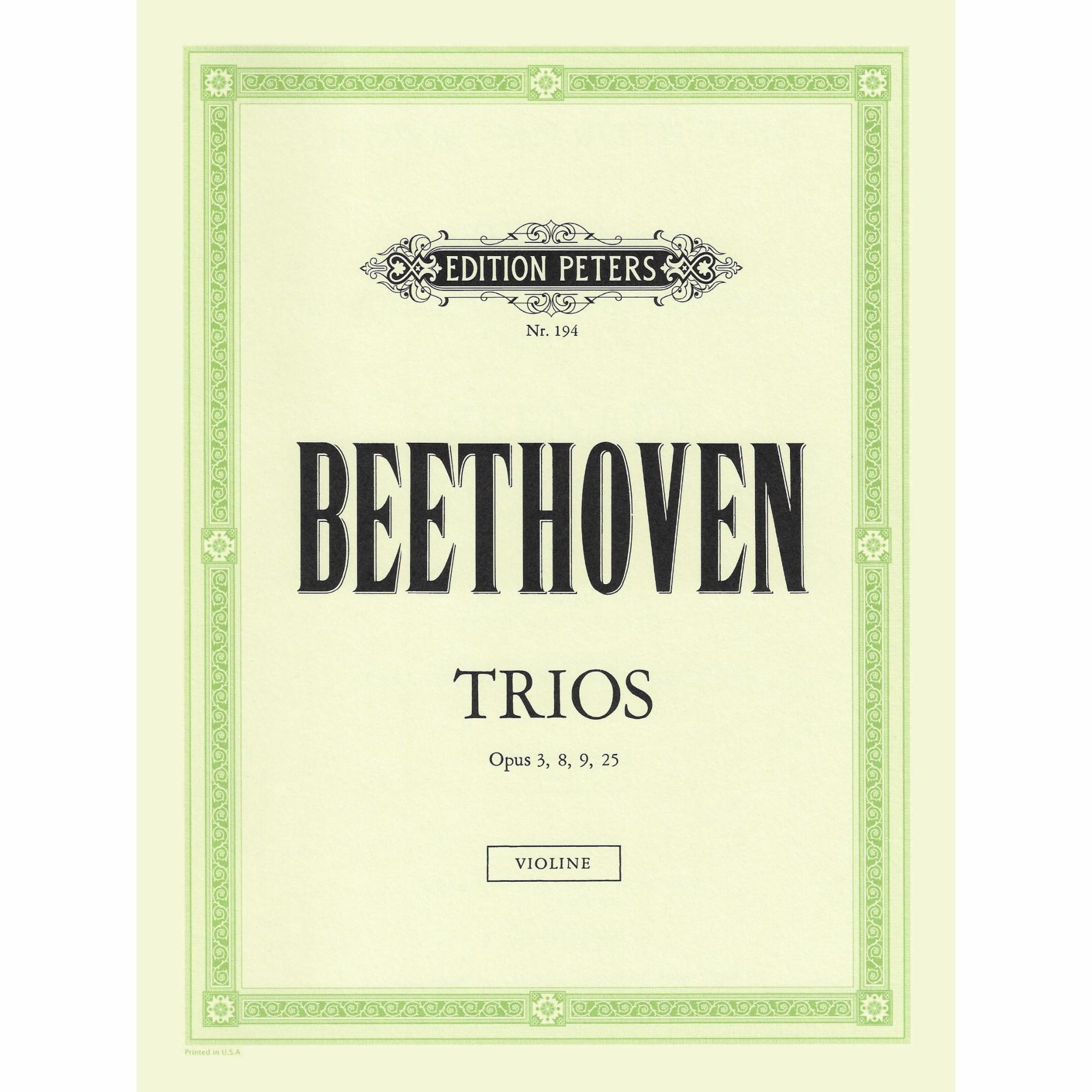 Beethoven -- Trios, Op. 3, 8, 9, 25 for Violin, Viola and Cello