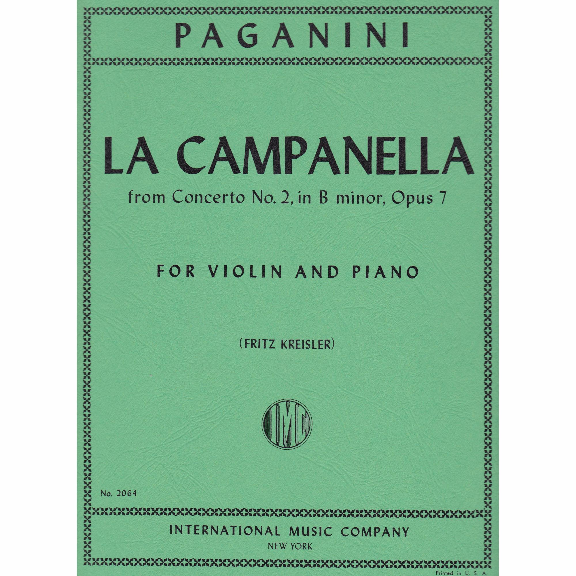 Paganini -- La Campanella (from Violin Concerto No. 2, Op. 7) for Violin and Piano