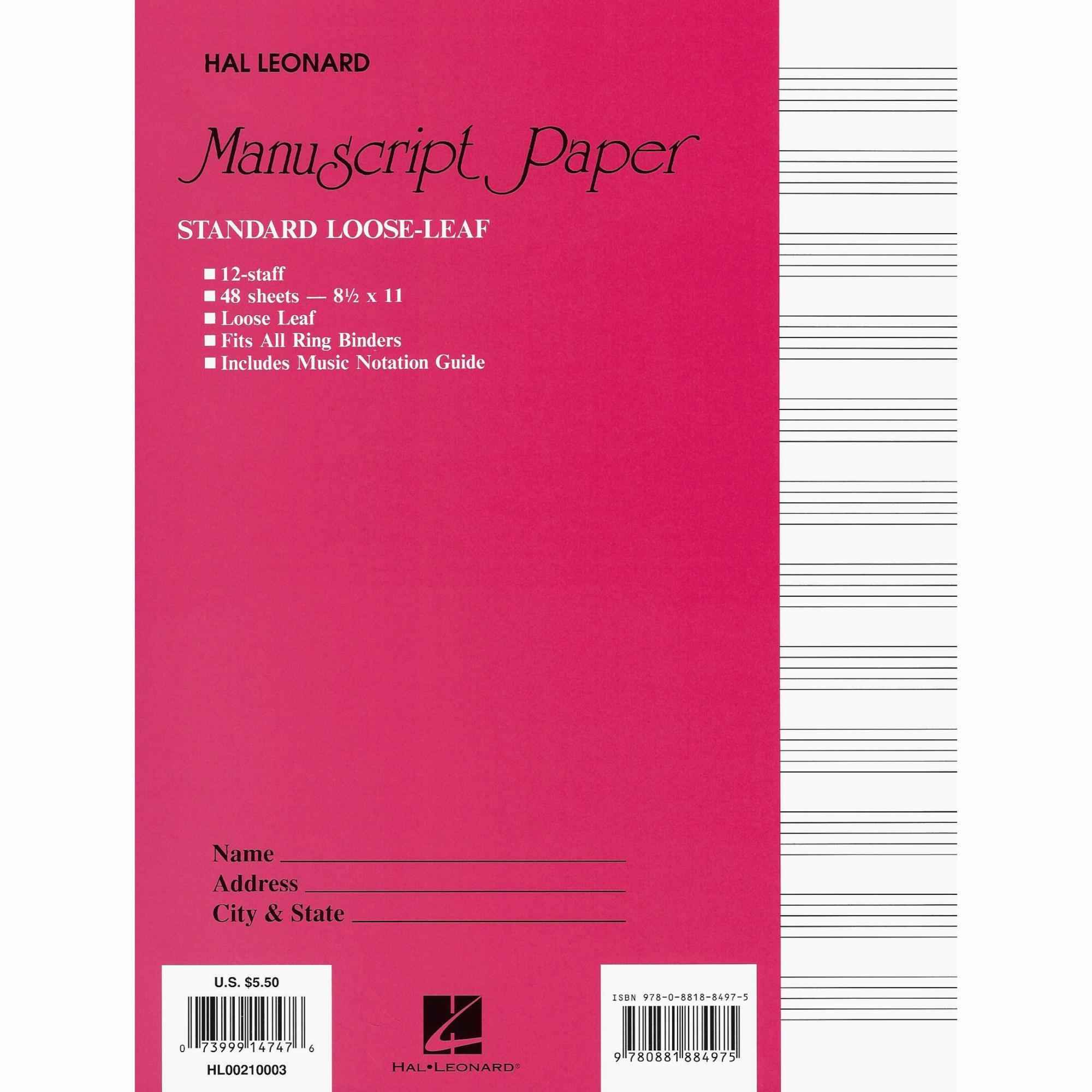 Standard Loose-Leaf Manuscript Paper