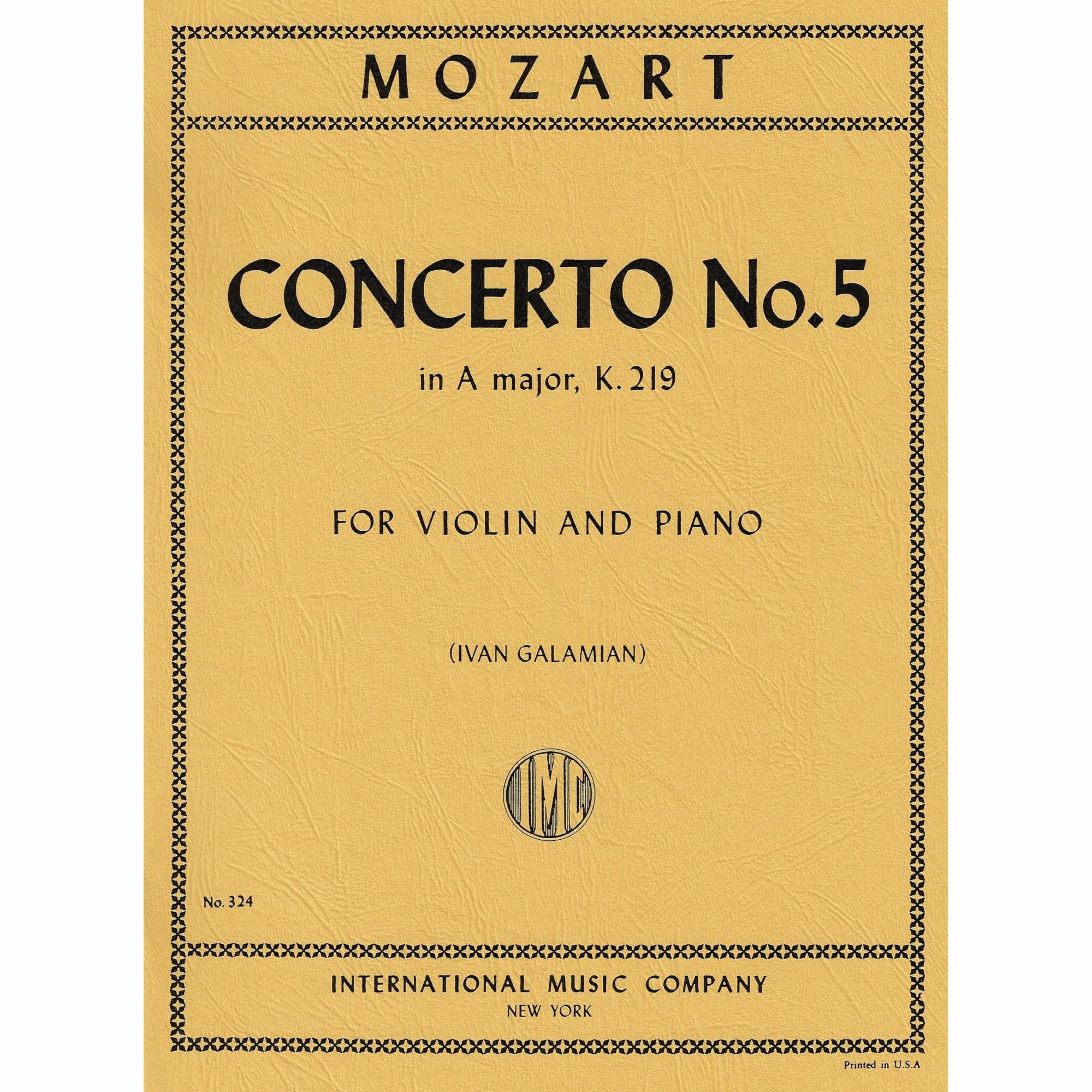 Mozart -- Concerto No. 5 in A Major, K. 219 for Violin and Piano