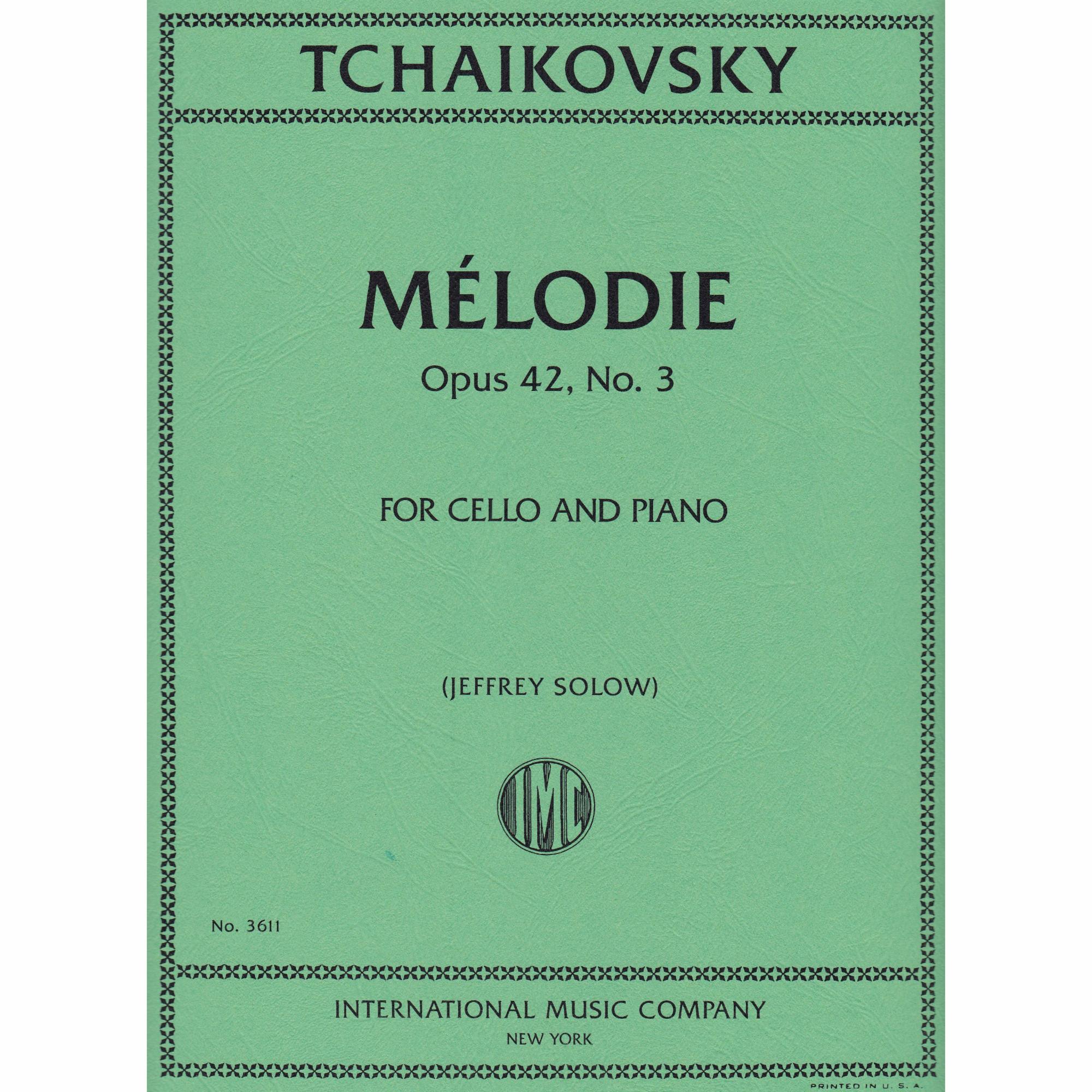 Melodie for Cello and Piano, Op. 42, No. 3