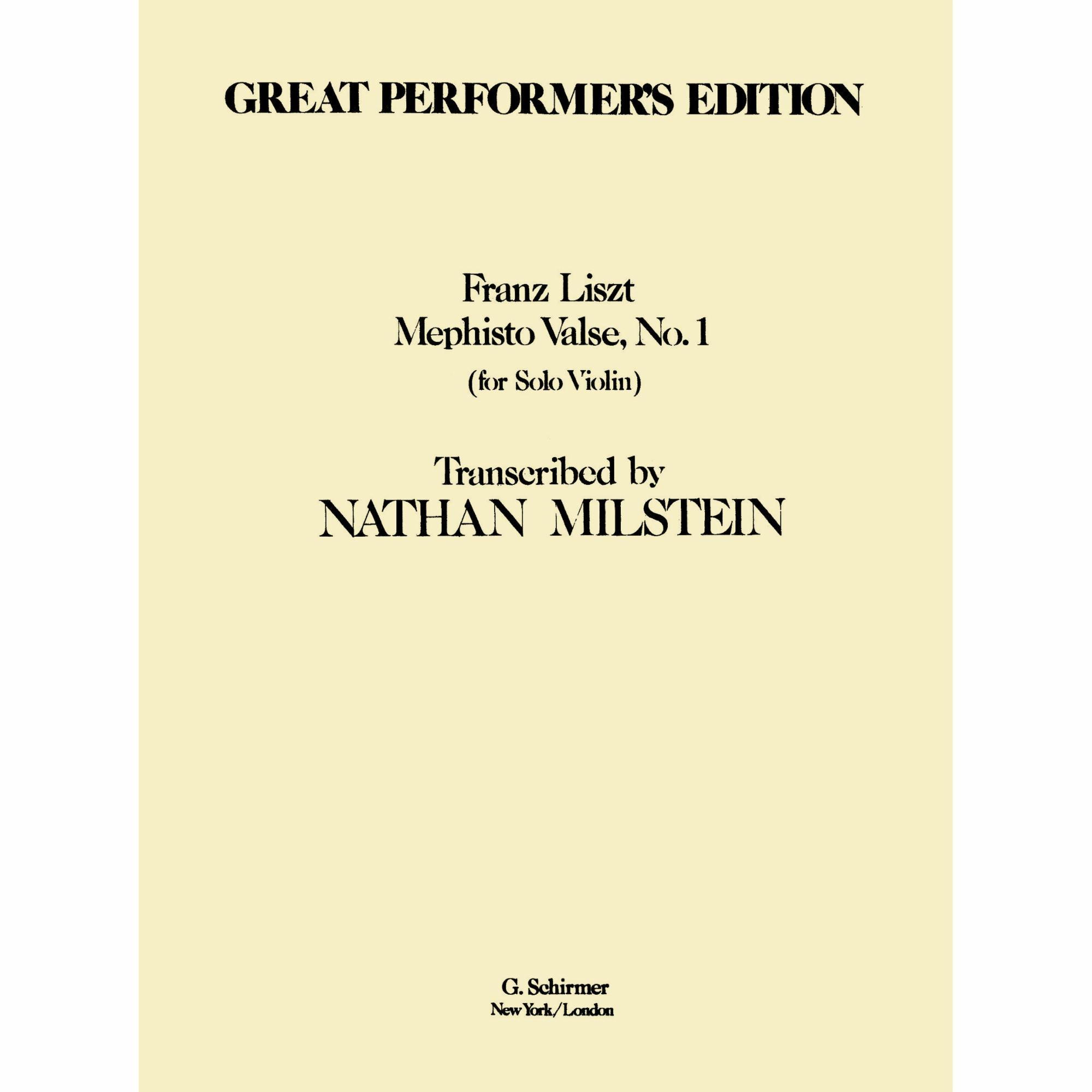 Liszt/Milstein -- Mephisto Valse No. 1 for Solo Violin