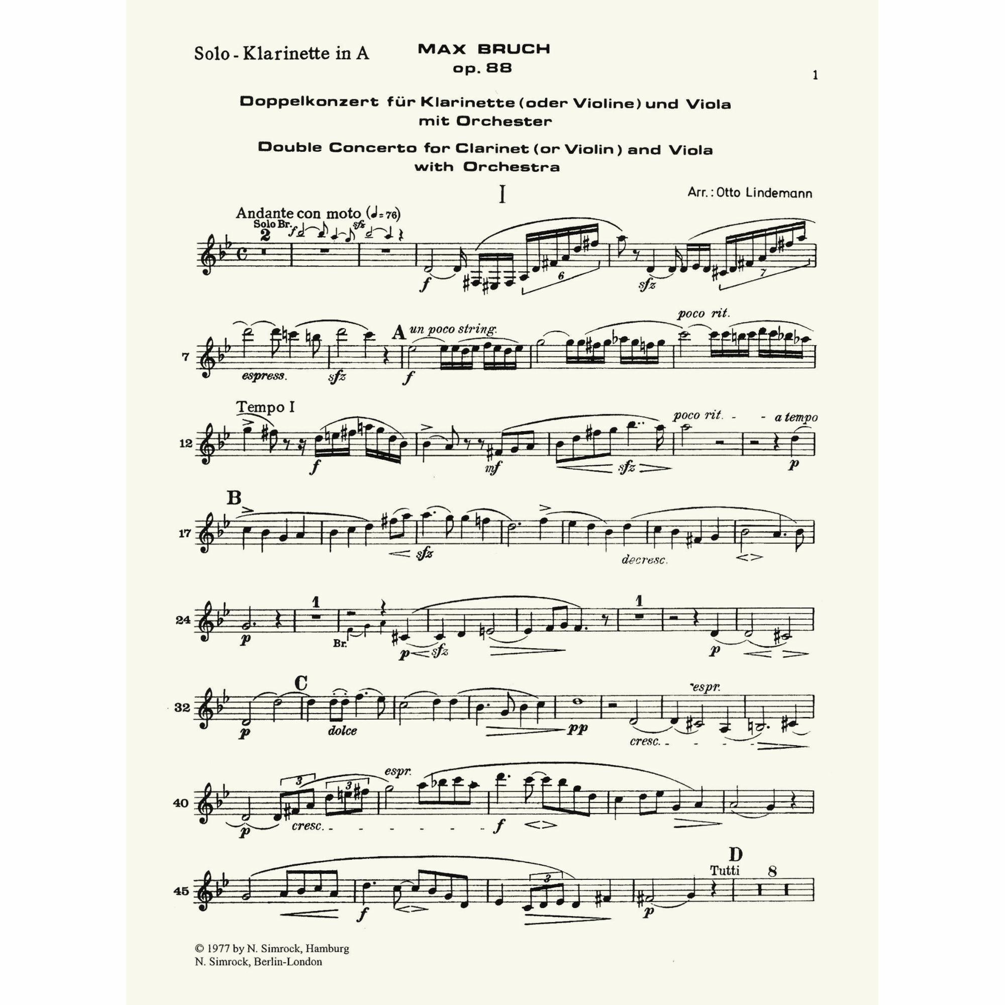 Sample: Clarinet (Pg. 1)