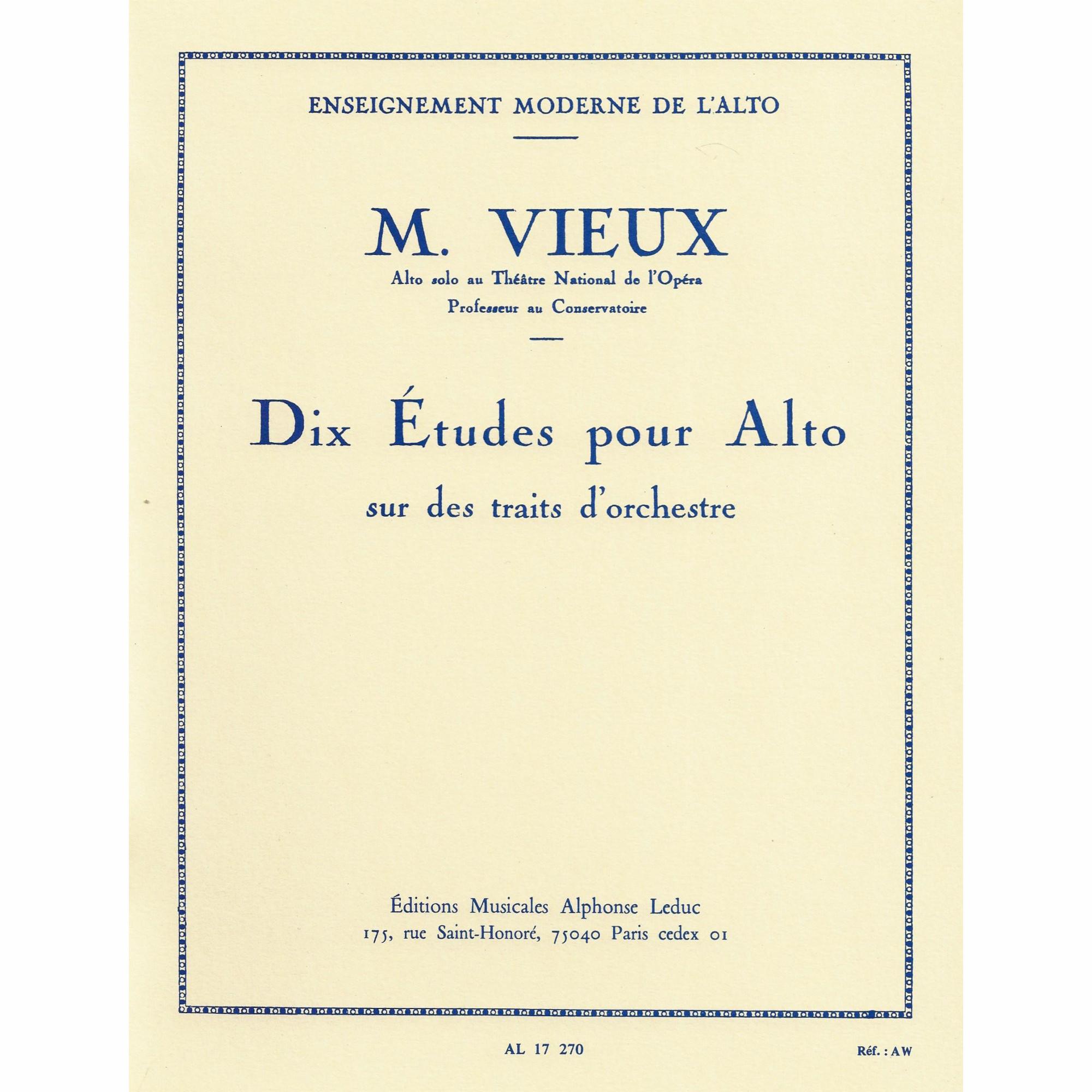 Vieux -- Six Orchestral Studies for Viola