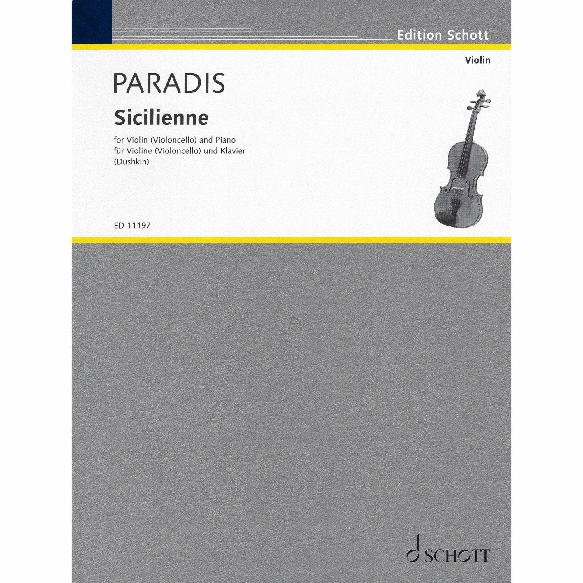 Dushkin/Paradis -- Sicilienne for Violin or Cello and Piano