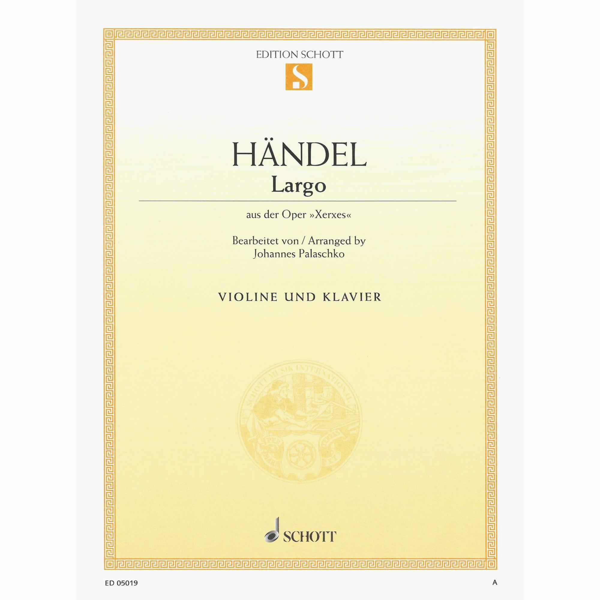 Handel -- Largo, from Xerxes for Violin and Piano