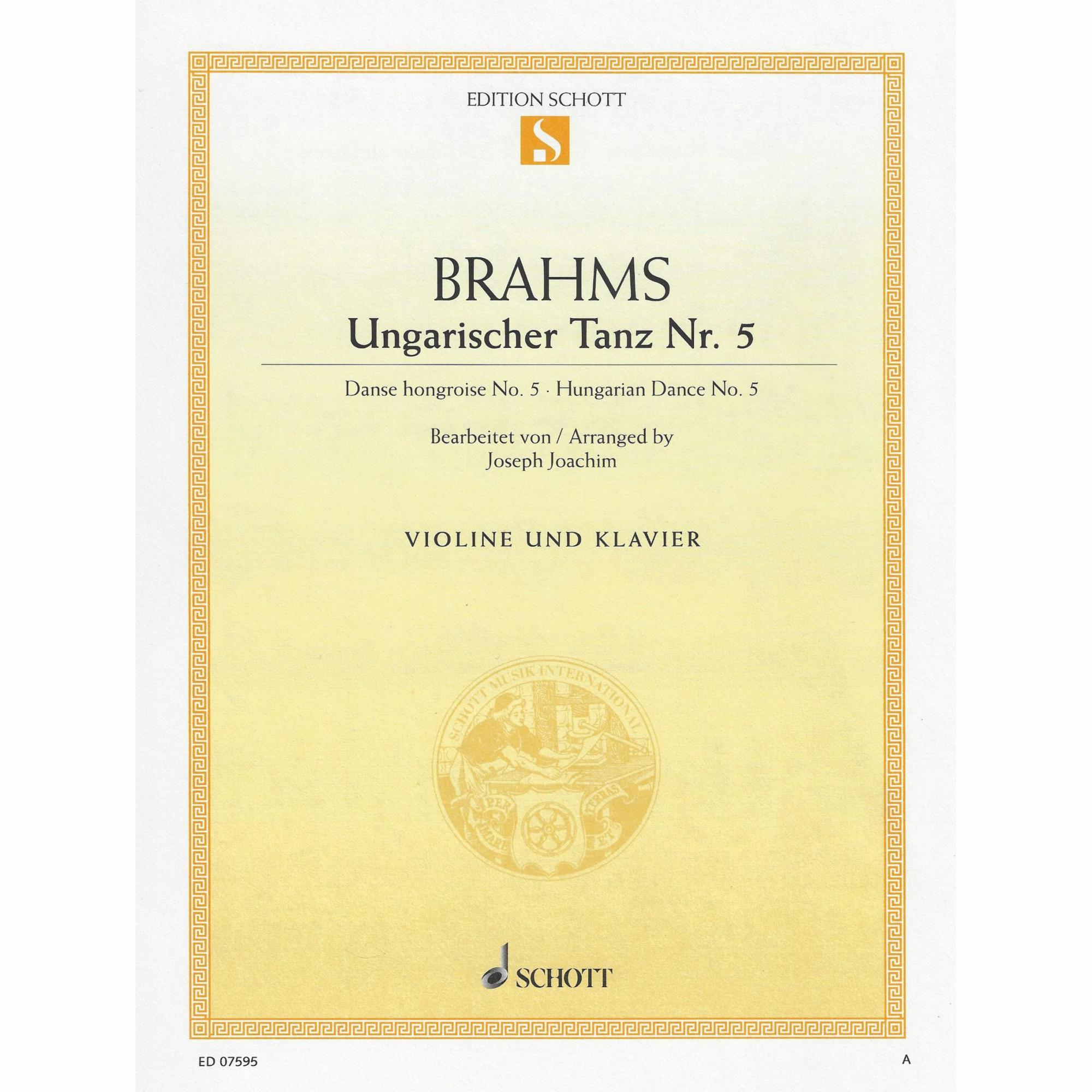 Brahms -- Hungarian Dance No. 5 for Violin and Piano