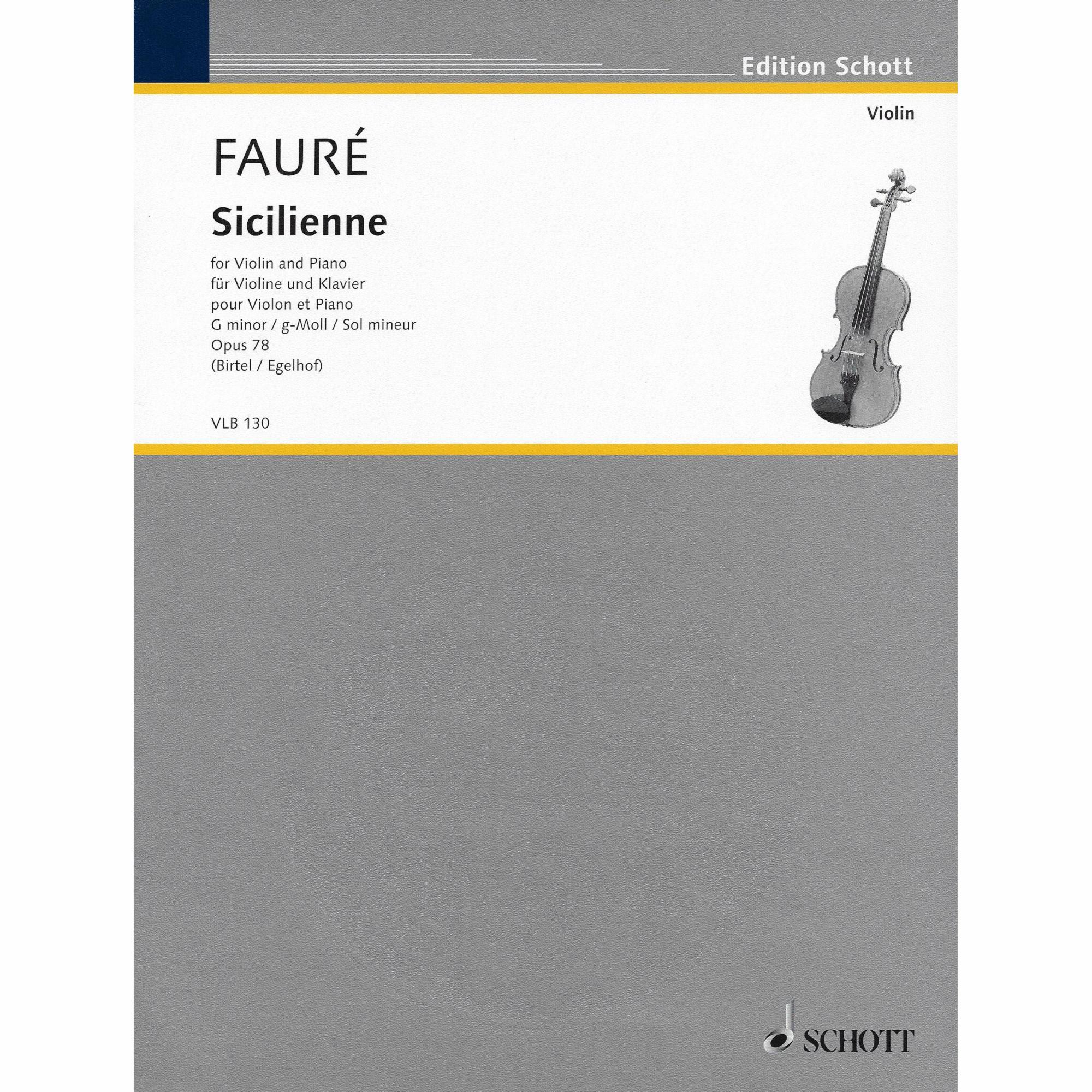 Faure -- Sicilienne in G Minor, Op. 78 for Violin and Piano