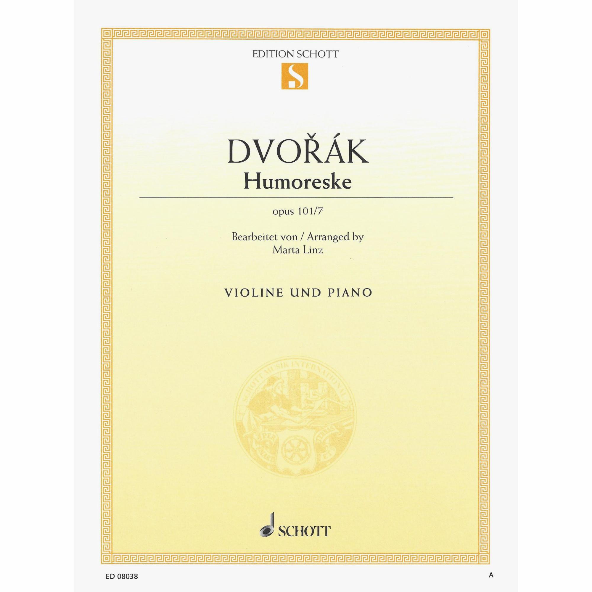 Dvorak -- Humoreske, Op. 101, No. 7 for Violin and Piano